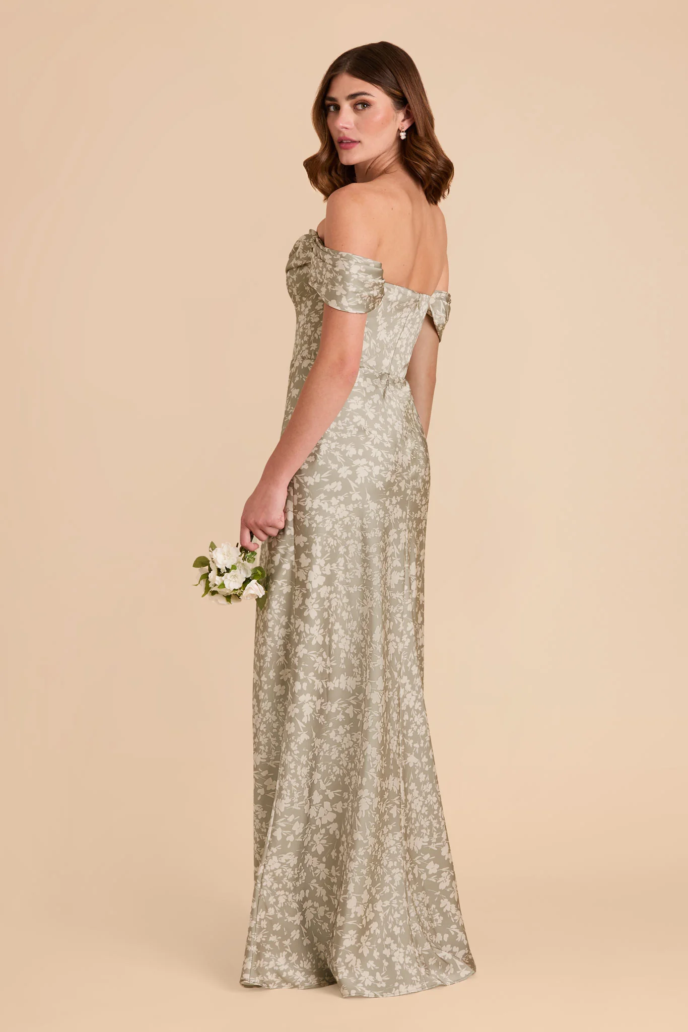 Mia Matte Satin Dress - Moss Green Dreamy Floral - Image 5