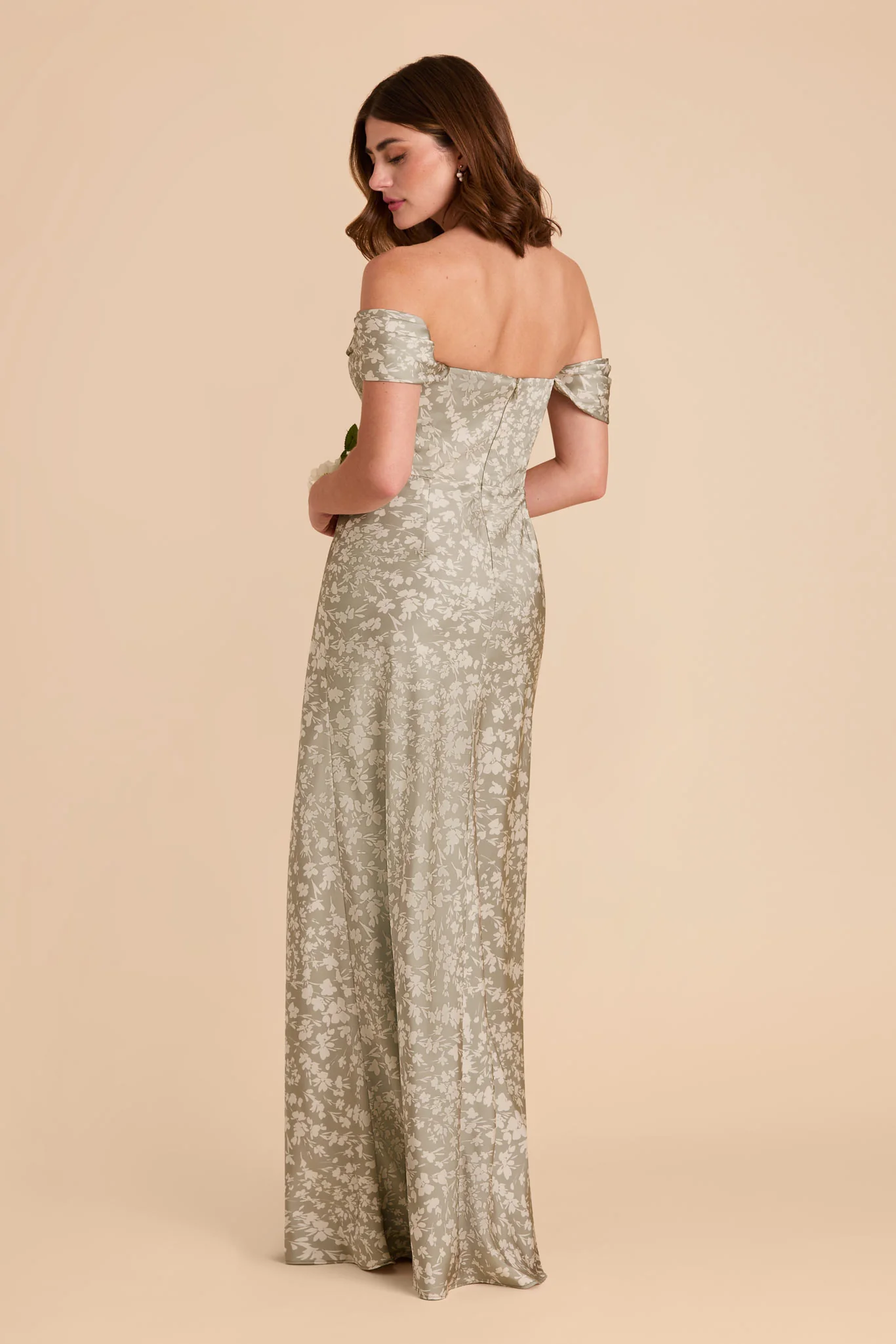 Mia Matte Satin Dress - Moss Green Dreamy Floral - Image 6