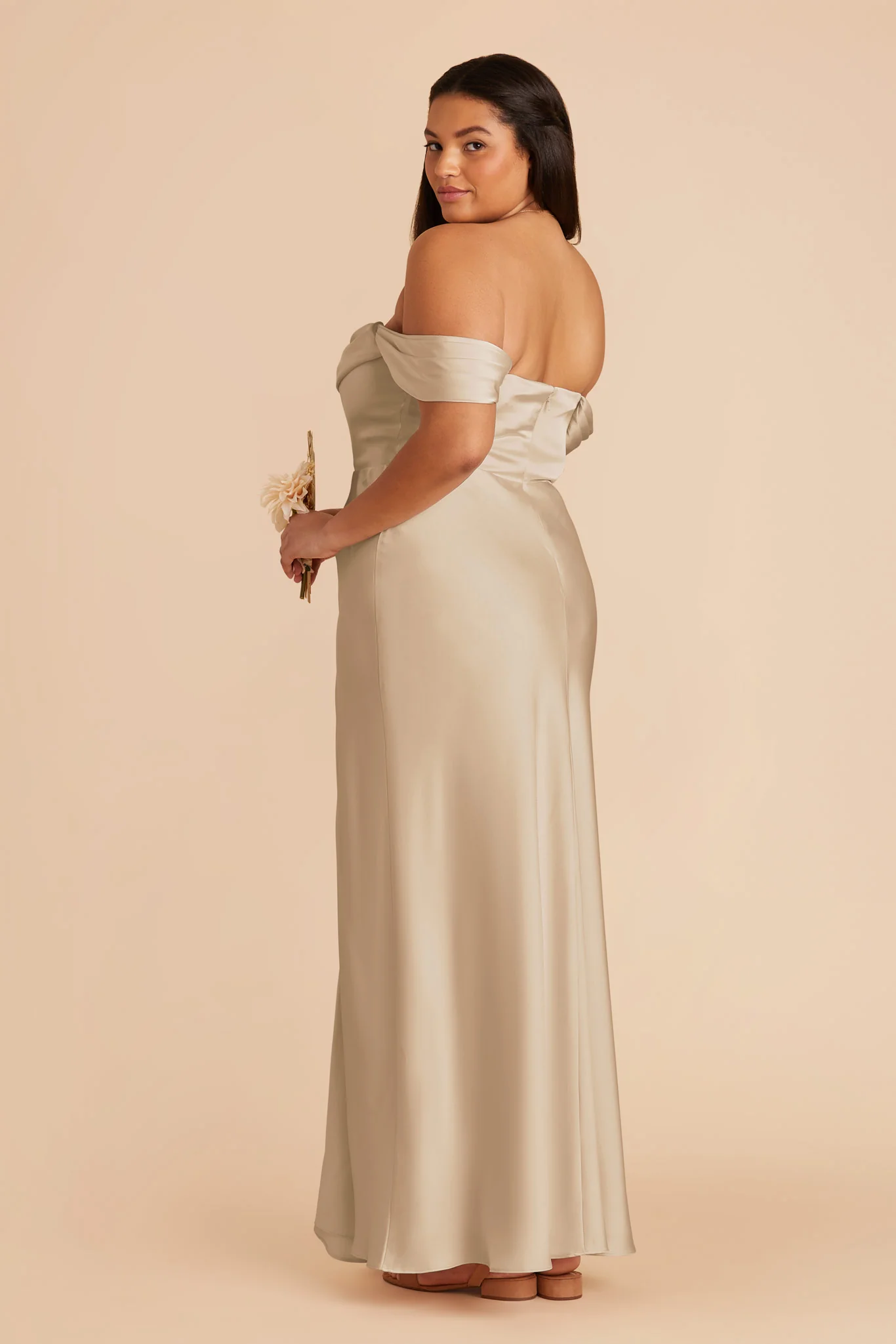 Mia Matte Satin Dress - Neutral Champagne - Image 6