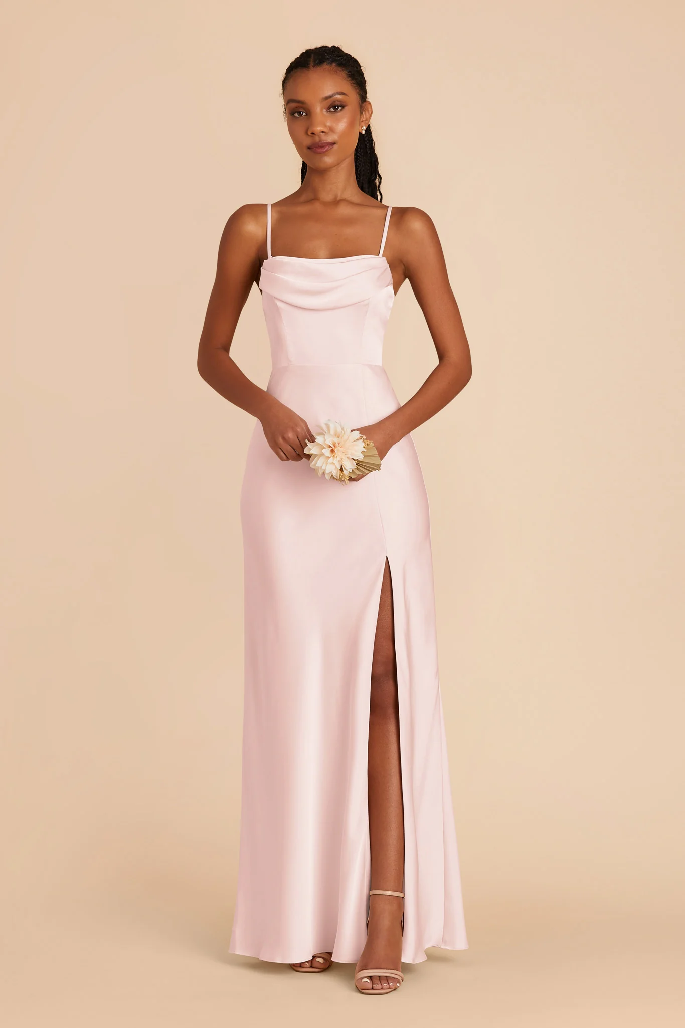 Mia Matte Satin Dress - Pale Blush - Image 3