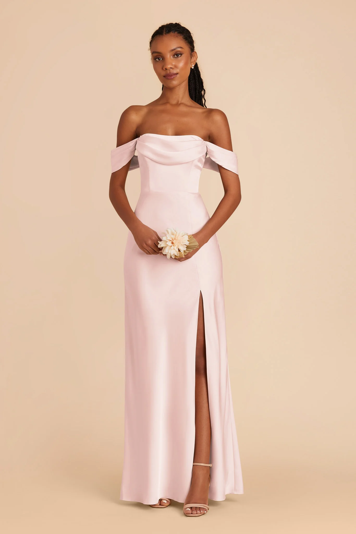 Mia Matte Satin Dress - Pale Blush - Image 5