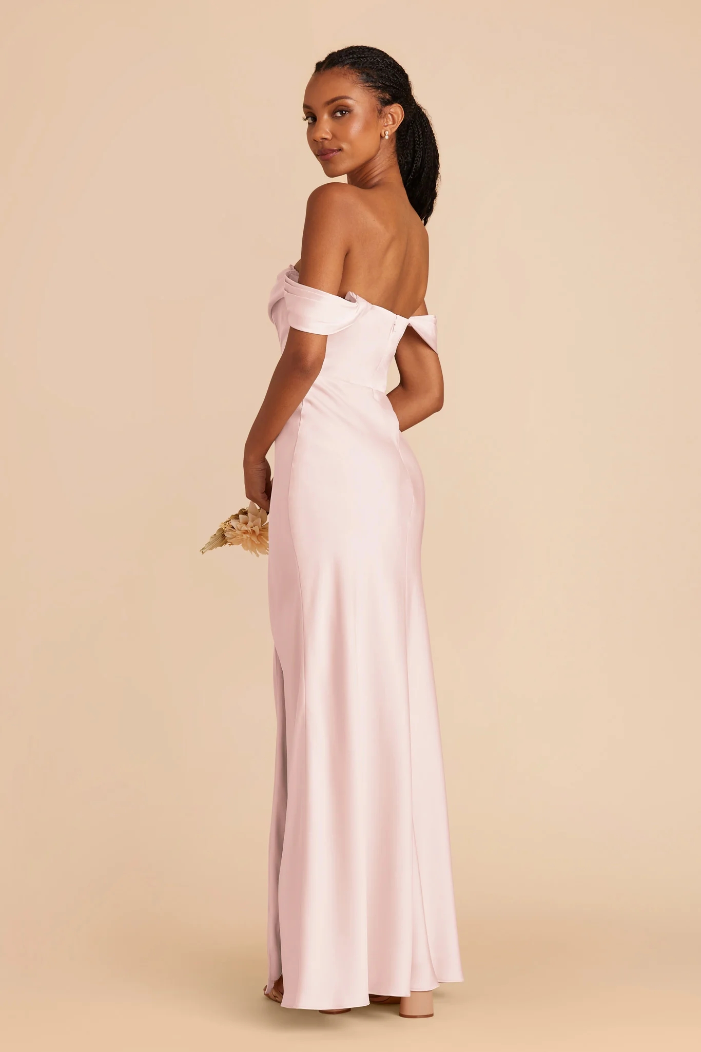Mia Matte Satin Dress - Pale Blush - Image 7