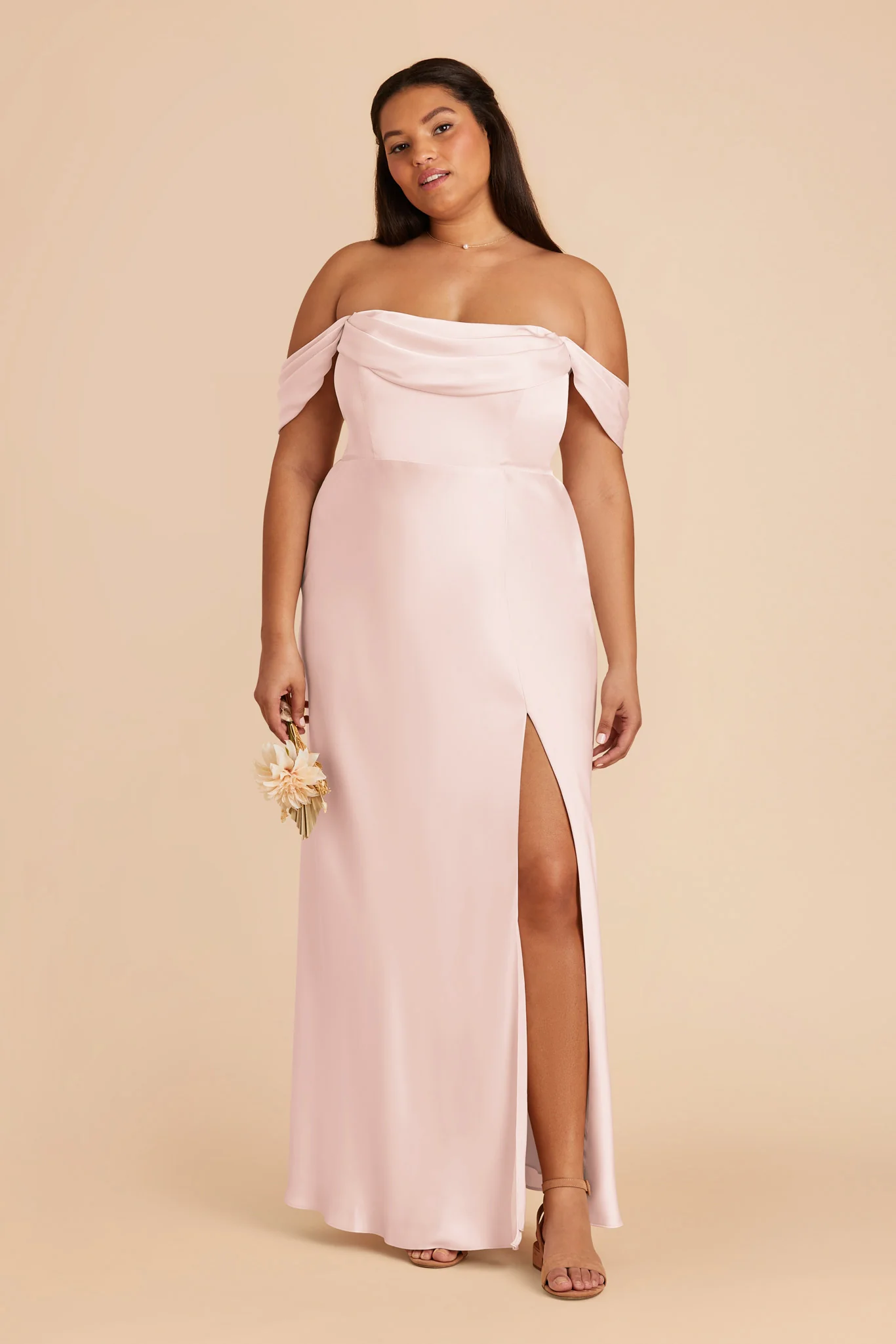 Mia Matte Satin Dress - Pale Blush - Image 9