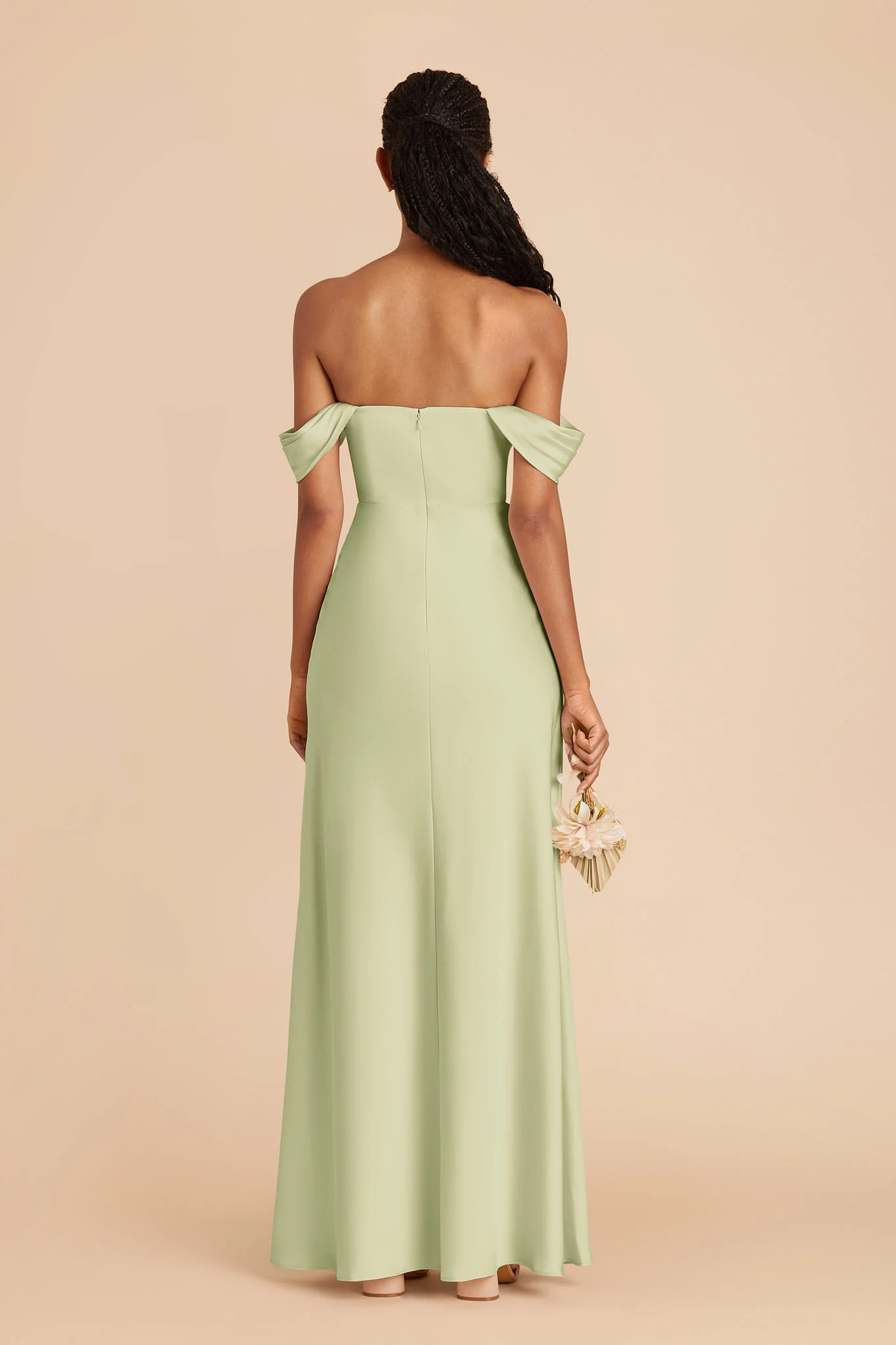 Mia Matte Satin Dress - Pale Pistachio - Image 6