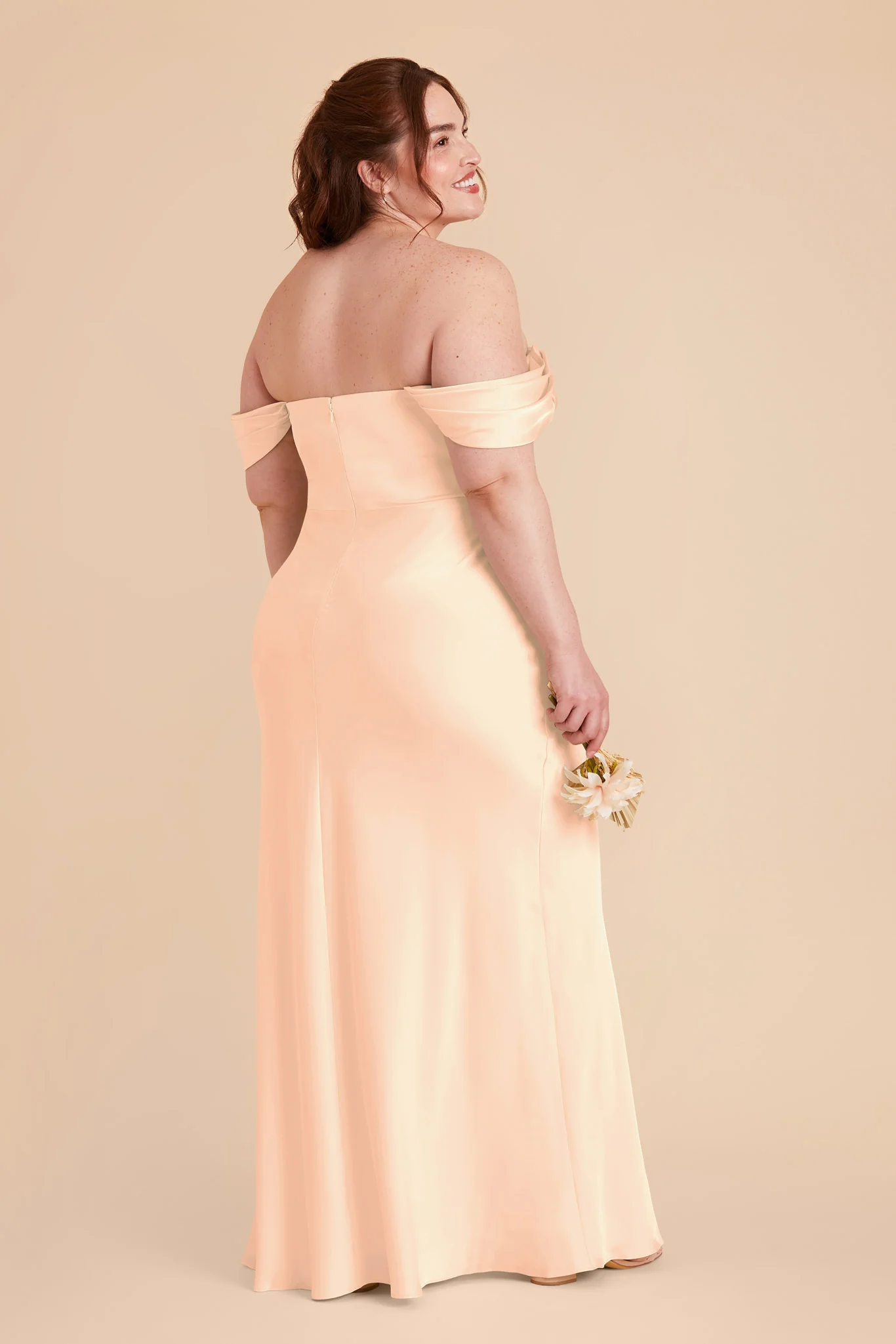 Mia Matte Satin Dress - Peach Cream - Image 11