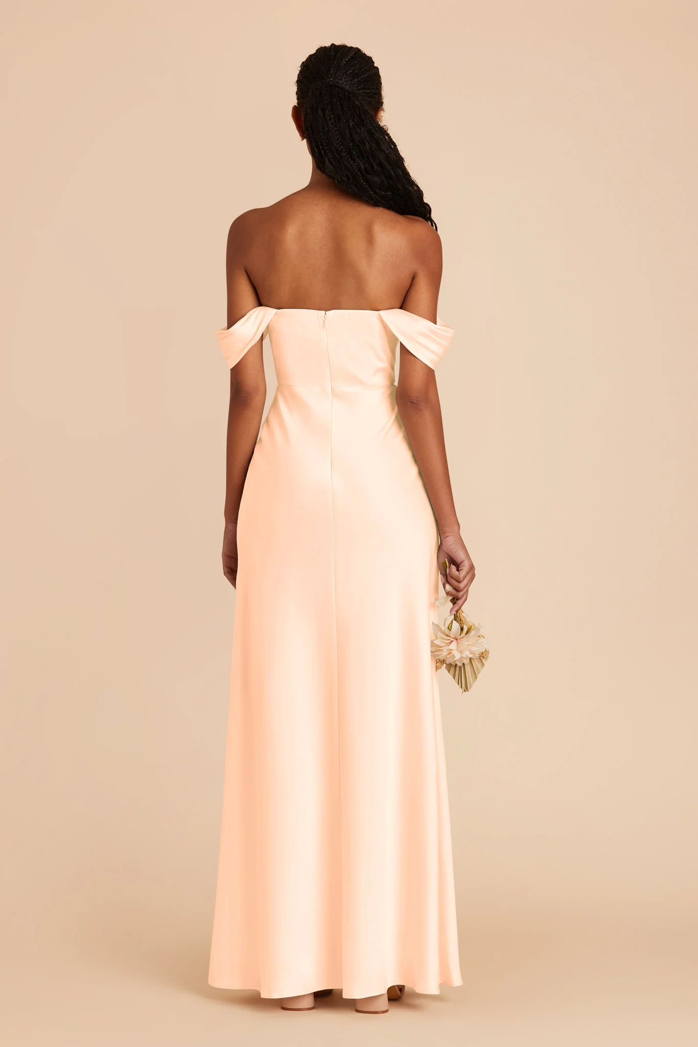 Mia Matte Satin Dress - Peach Cream - Image 8