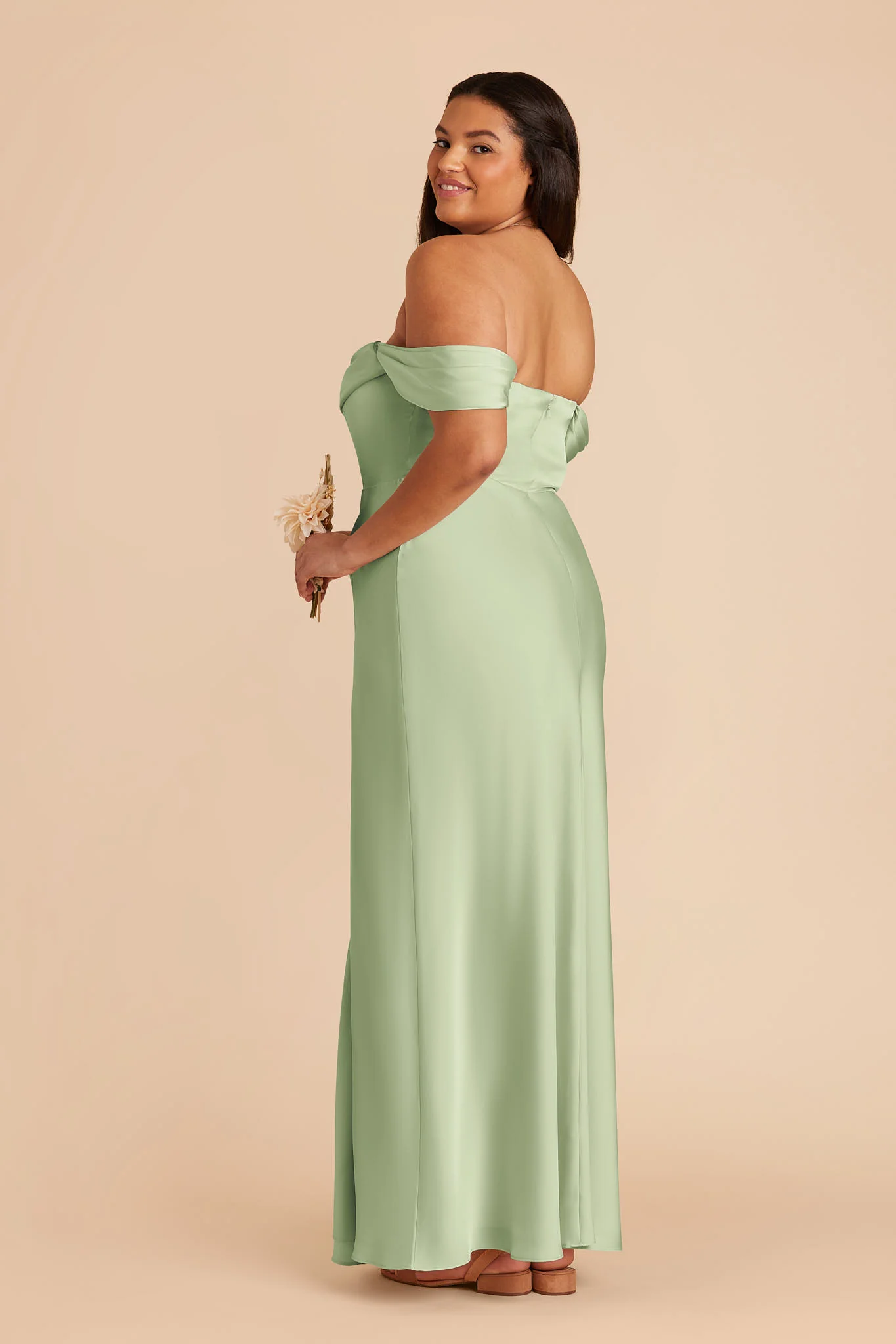Mia Matte Satin Dress - Pistachio - Image 10