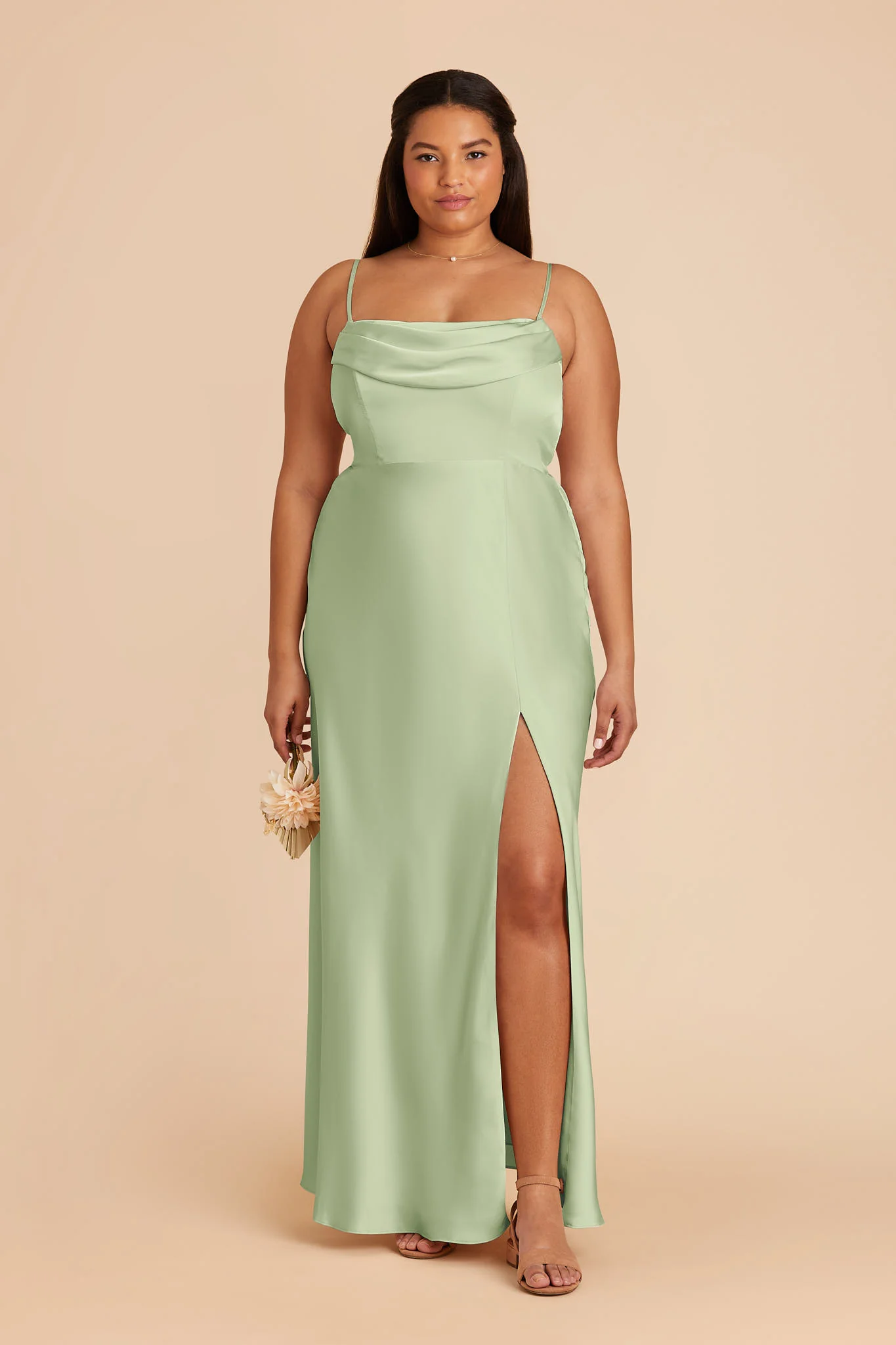 Mia Matte Satin Dress - Pistachio - Image 2