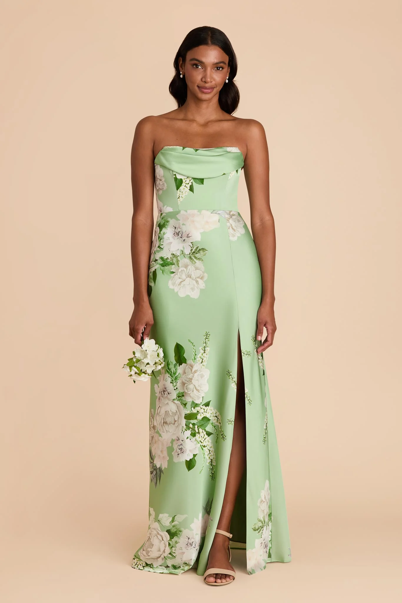 Mia Matte Satin Dress - Pistachio Garden Bloom - Image 2