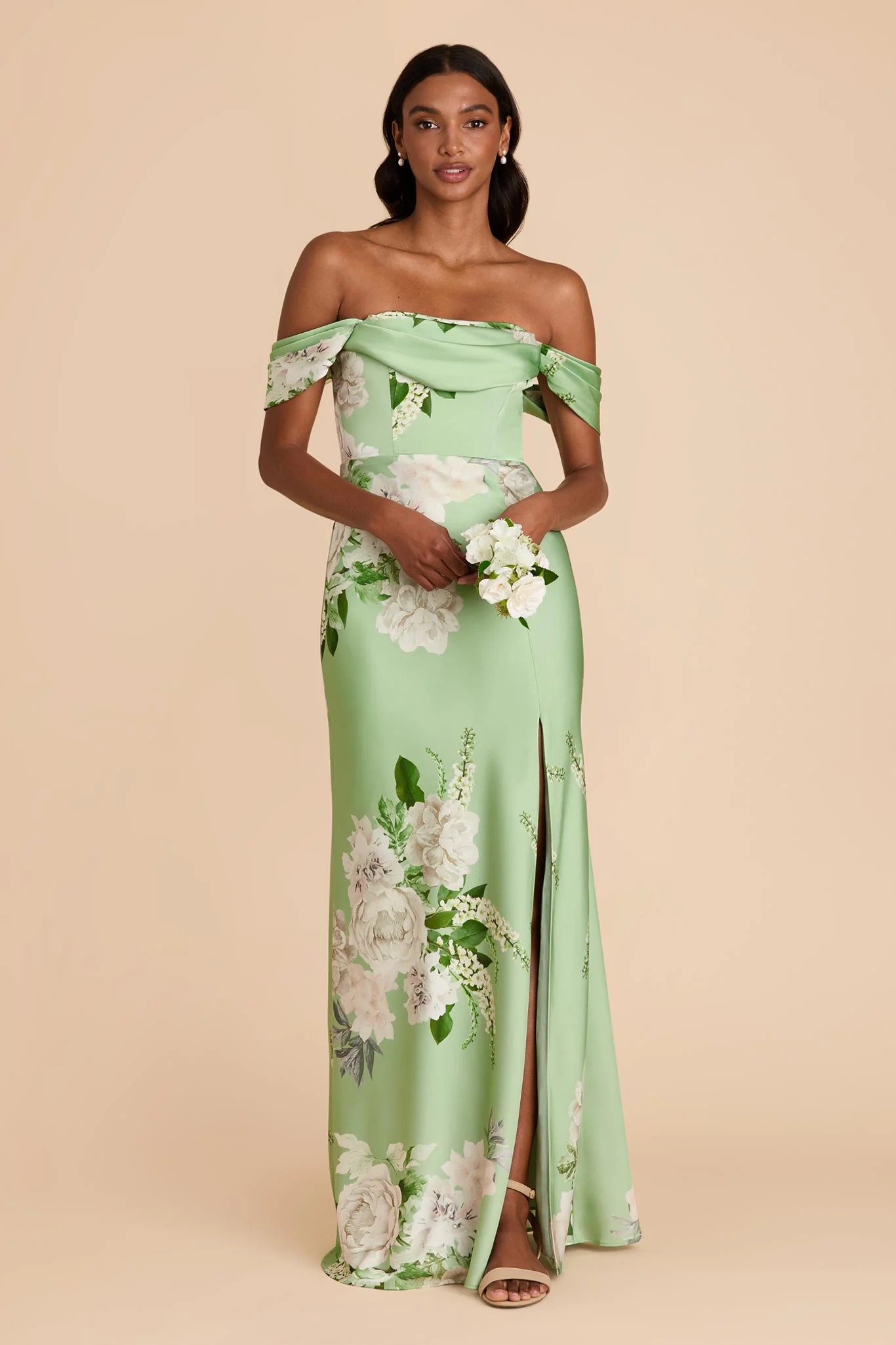 Mia Matte Satin Dress - Pistachio Garden Bloom - Image 4
