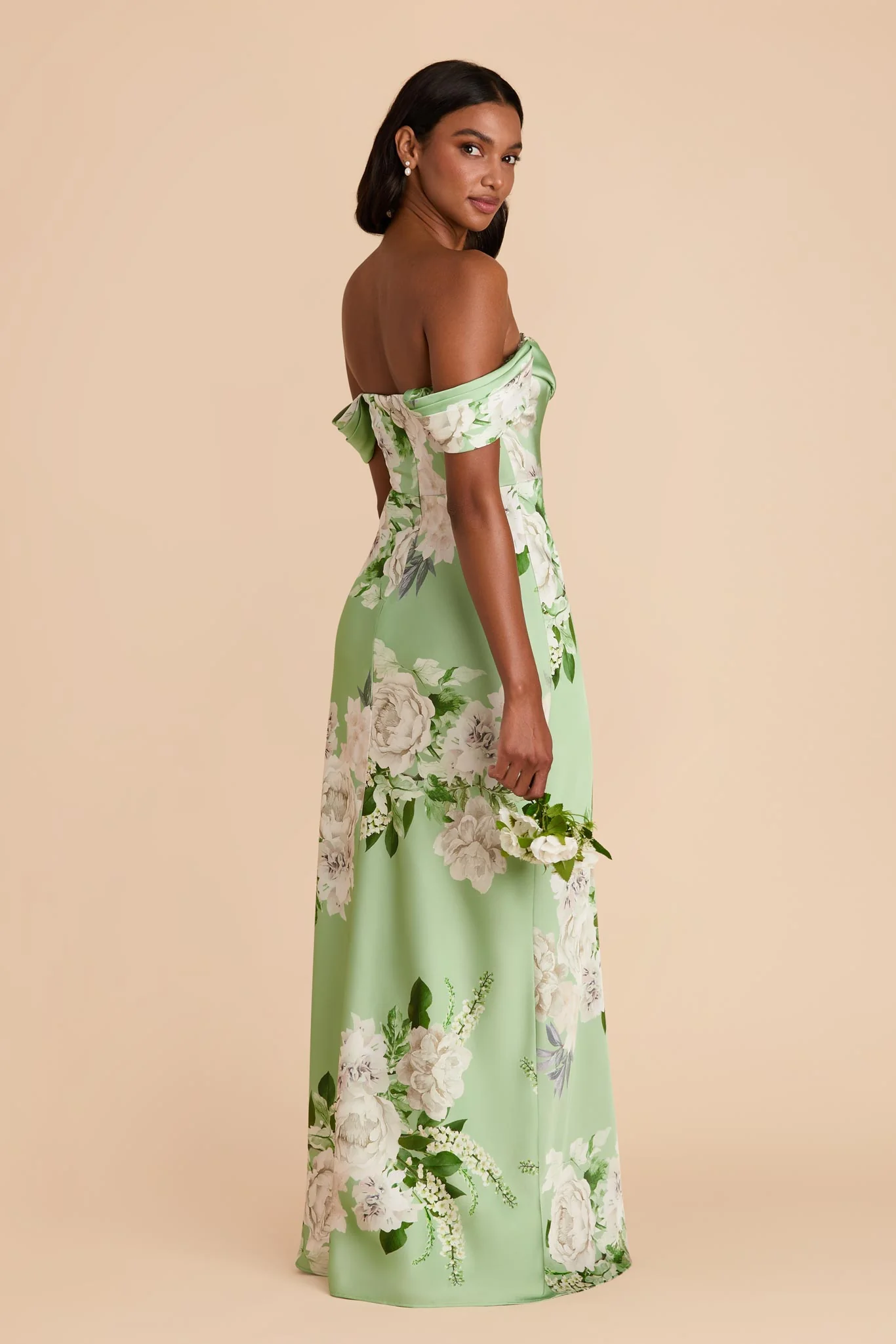 Mia Matte Satin Dress - Pistachio Garden Bloom - Image 5