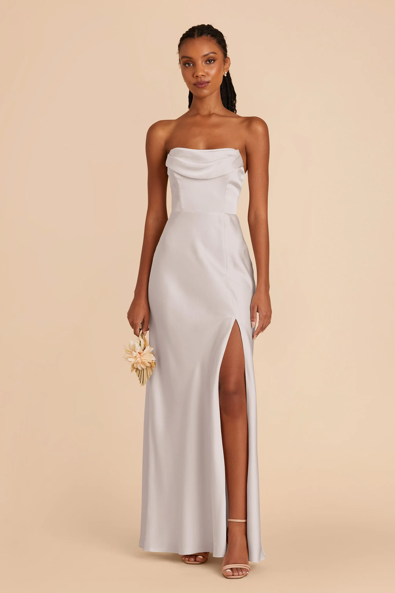 Mia Matte Satin Dress - Platinum