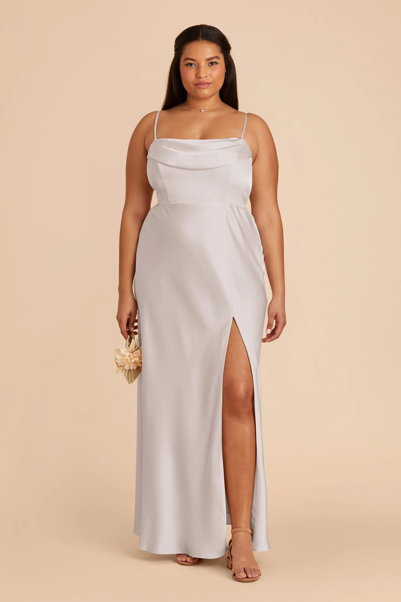 Mia Matte Satin Dress - Platinum - Image 11