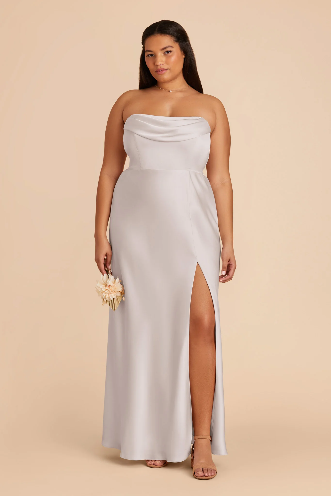 Mia Matte Satin Dress - Platinum - Image 12