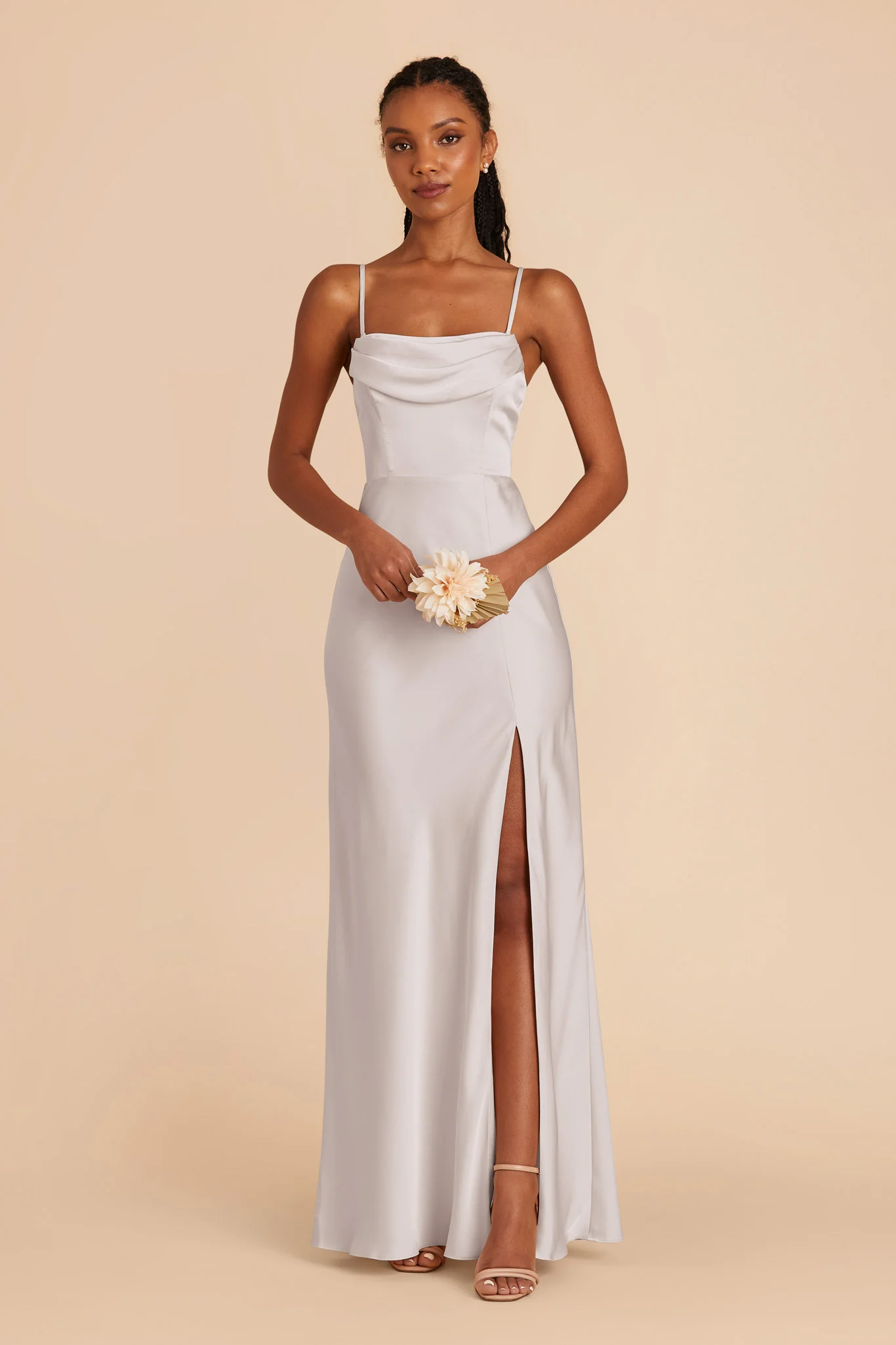 Mia Matte Satin Dress - Platinum - Image 3
