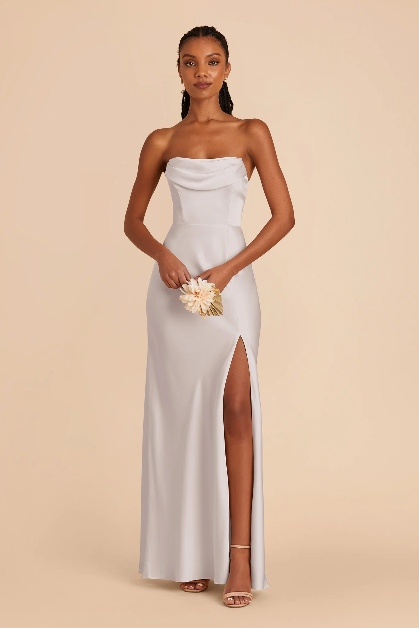 Mia Matte Satin Dress - Platinum - Image 4