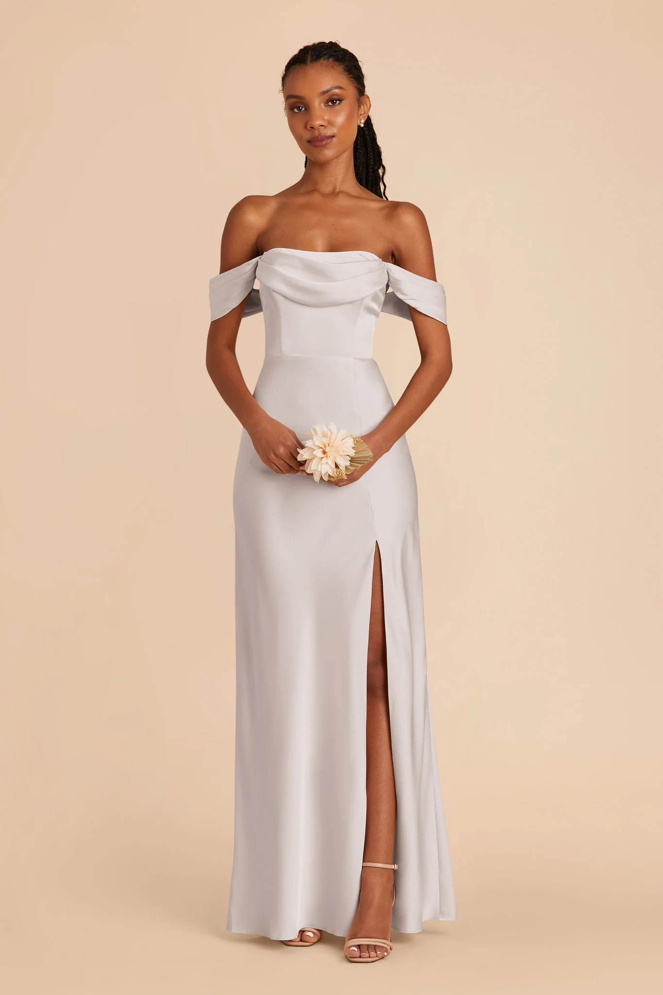 Mia Matte Satin Dress - Platinum - Image 5
