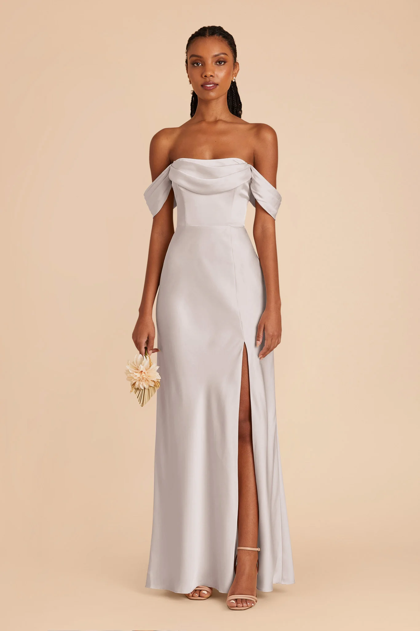 Mia Matte Satin Dress - Platinum - Image 6