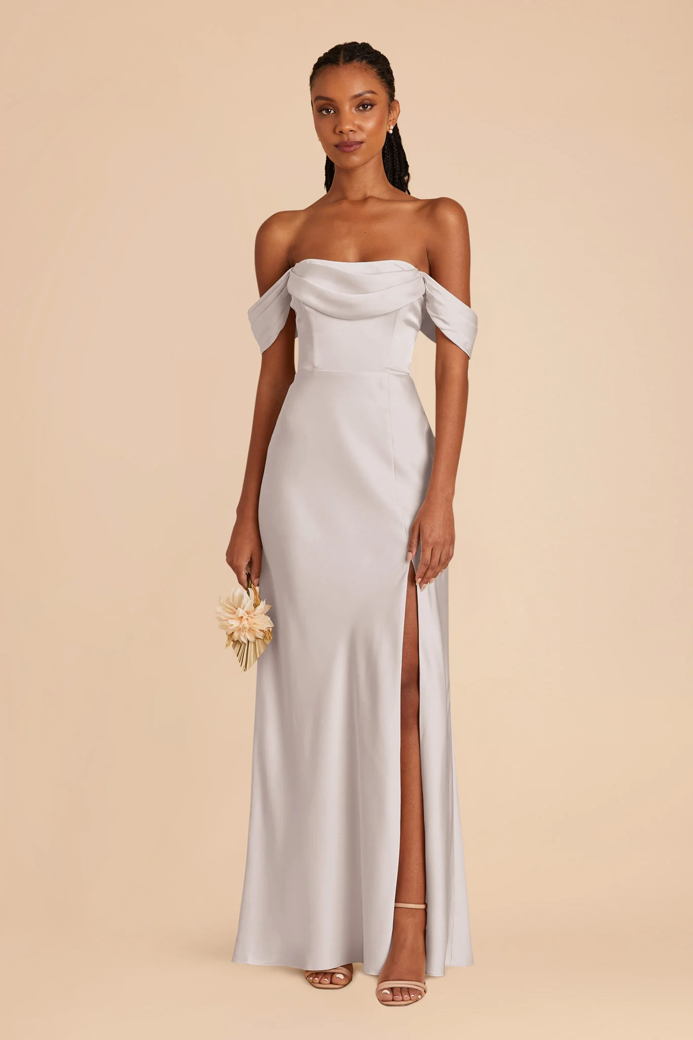 Mia Matte Satin Dress - Platinum - Image 7