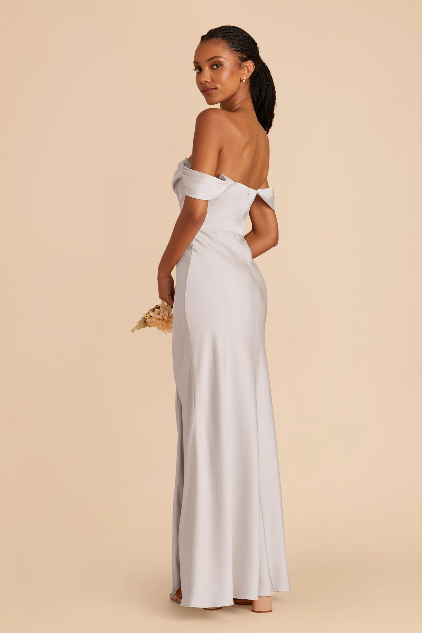 Mia Matte Satin Dress - Platinum - Image 8