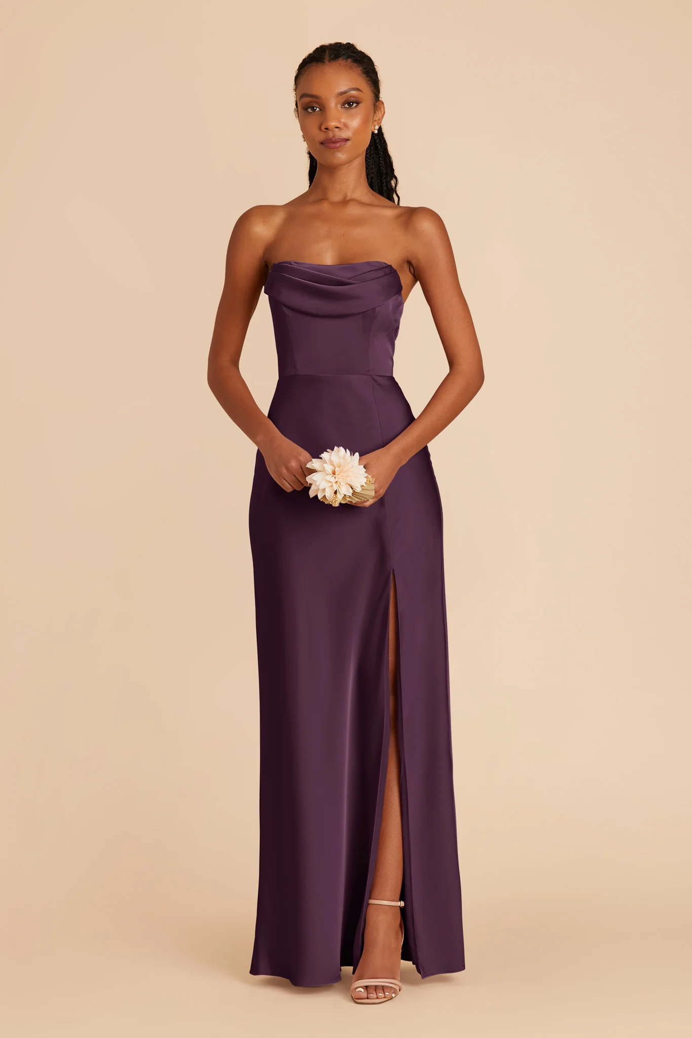 Mia Matte Satin Dress - Plum - Image 3