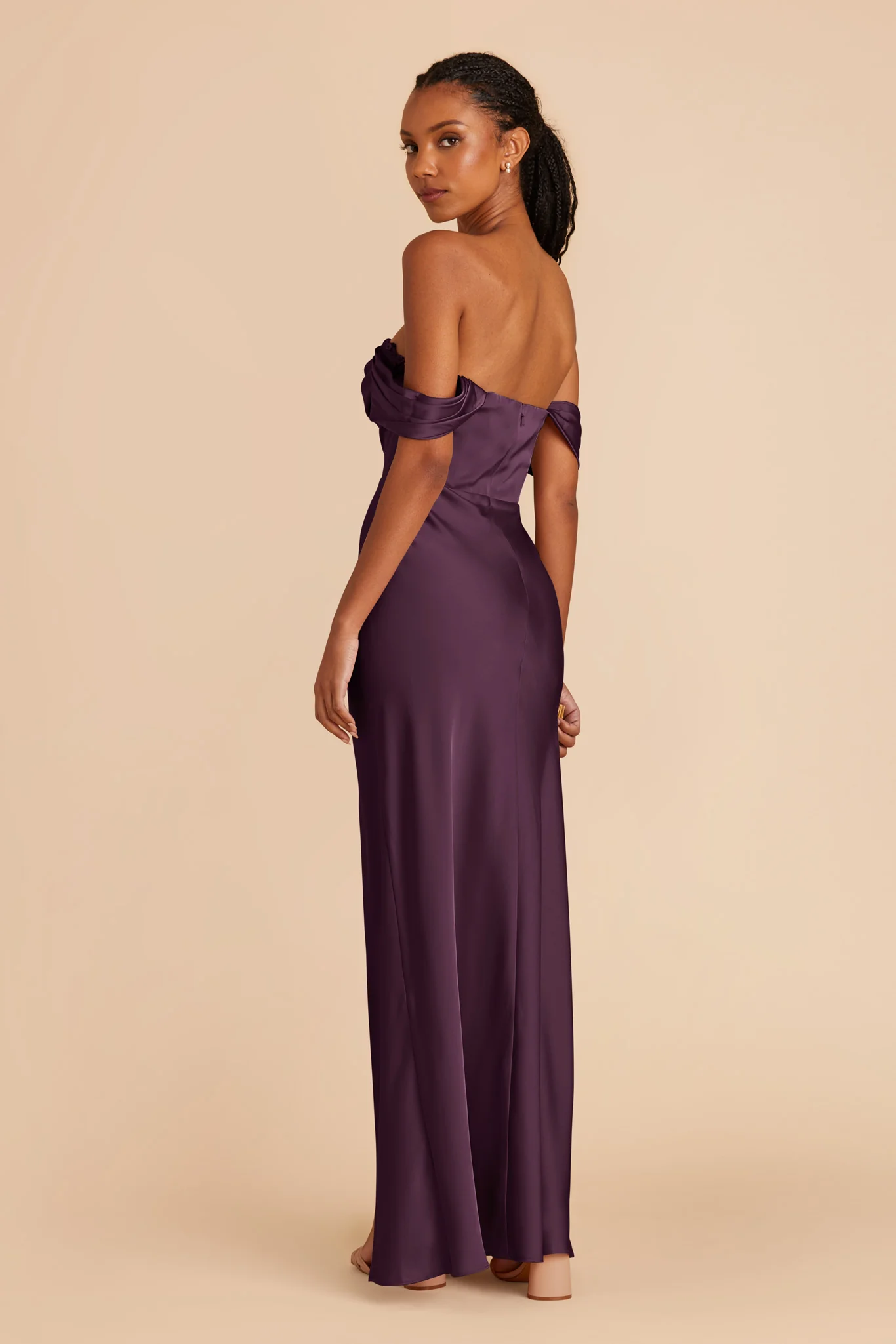 Mia Matte Satin Dress - Plum - Image 5