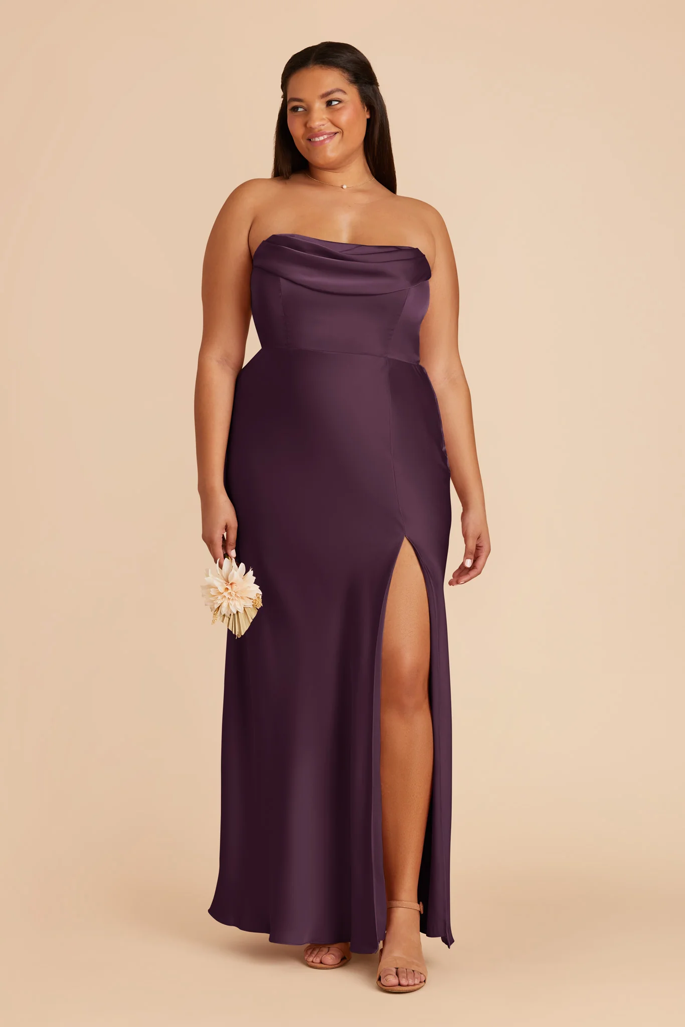 Mia Matte Satin Dress - Plum - Image 7