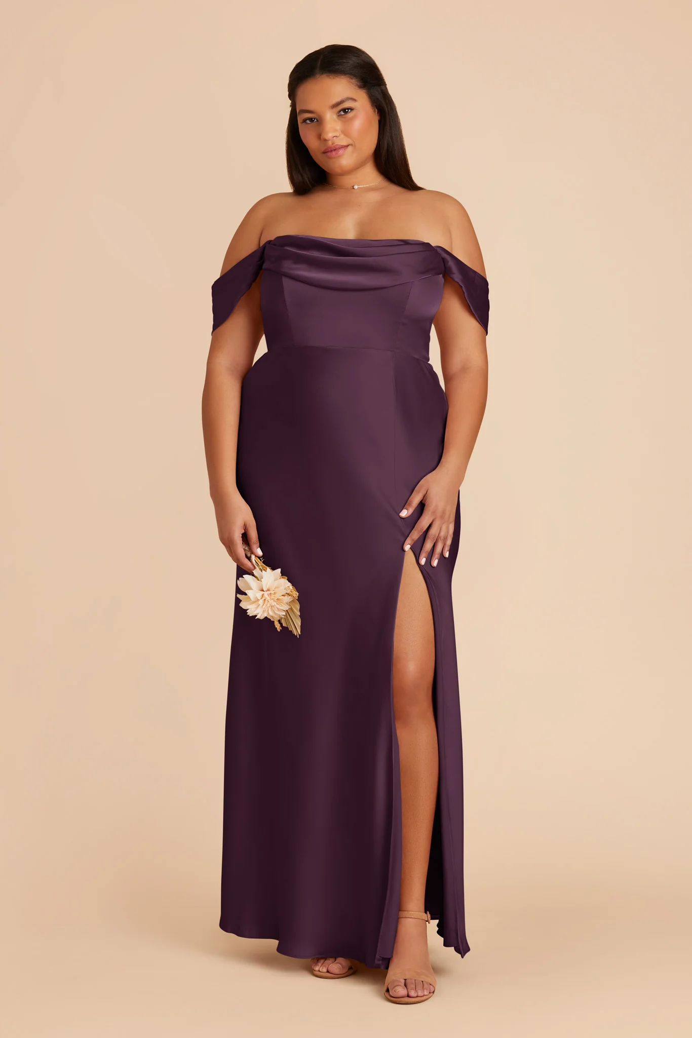 Mia Matte Satin Dress - Plum - Image 8