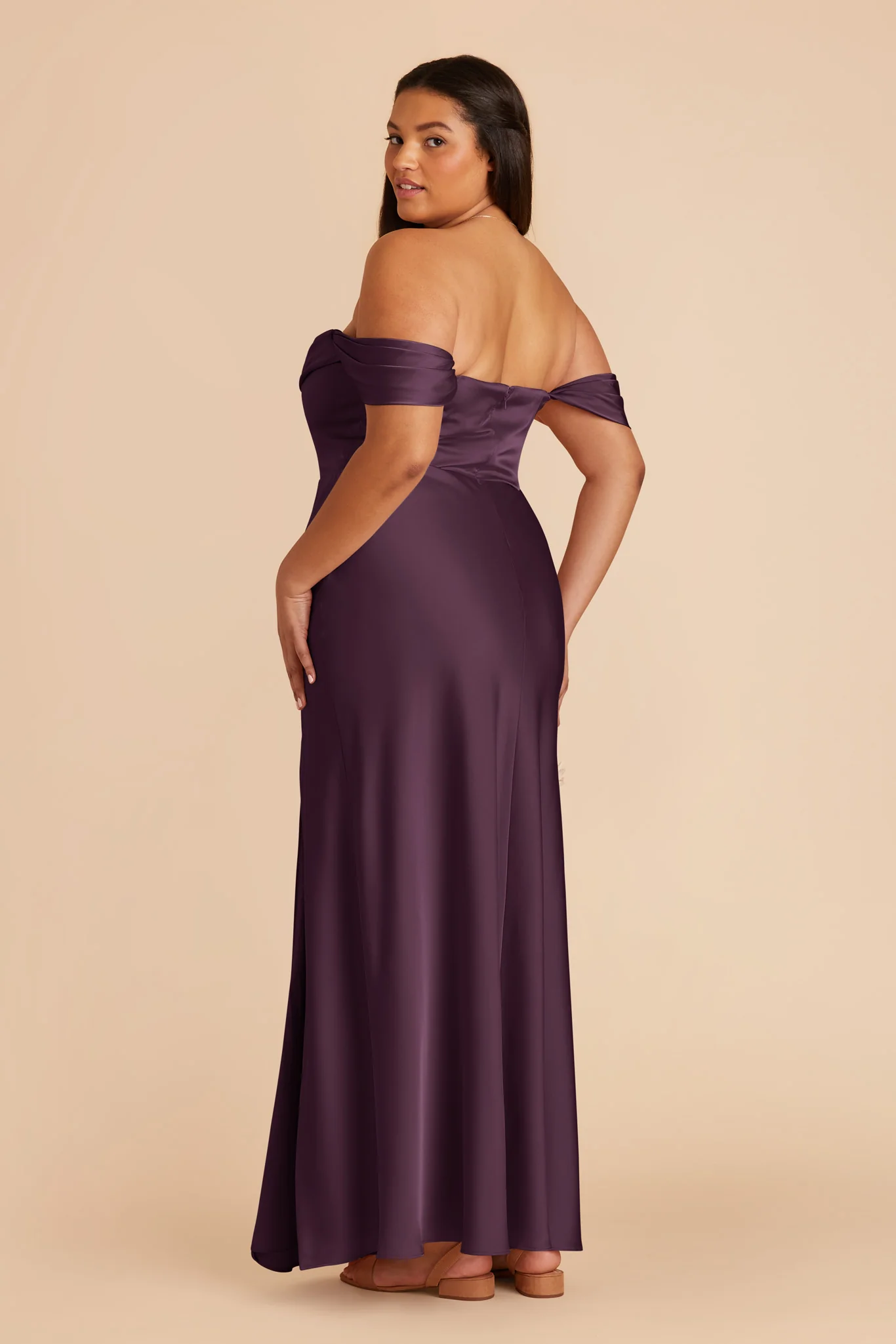 Mia Matte Satin Dress - Plum - Image 9