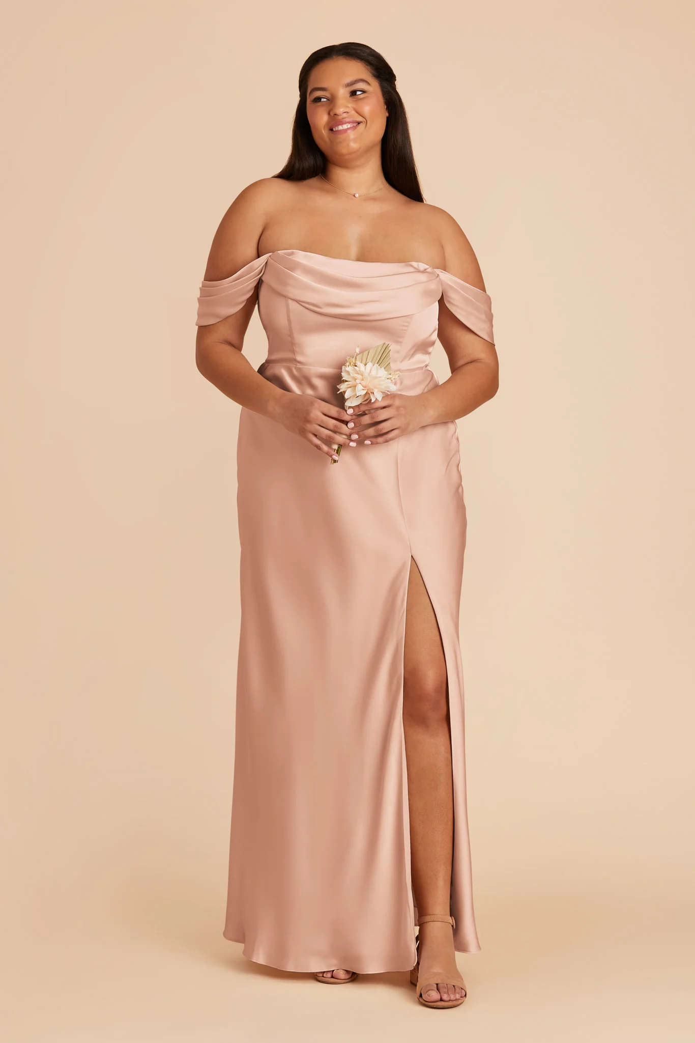 Mia Matte Satin Dress - Rose Gold - Image 12