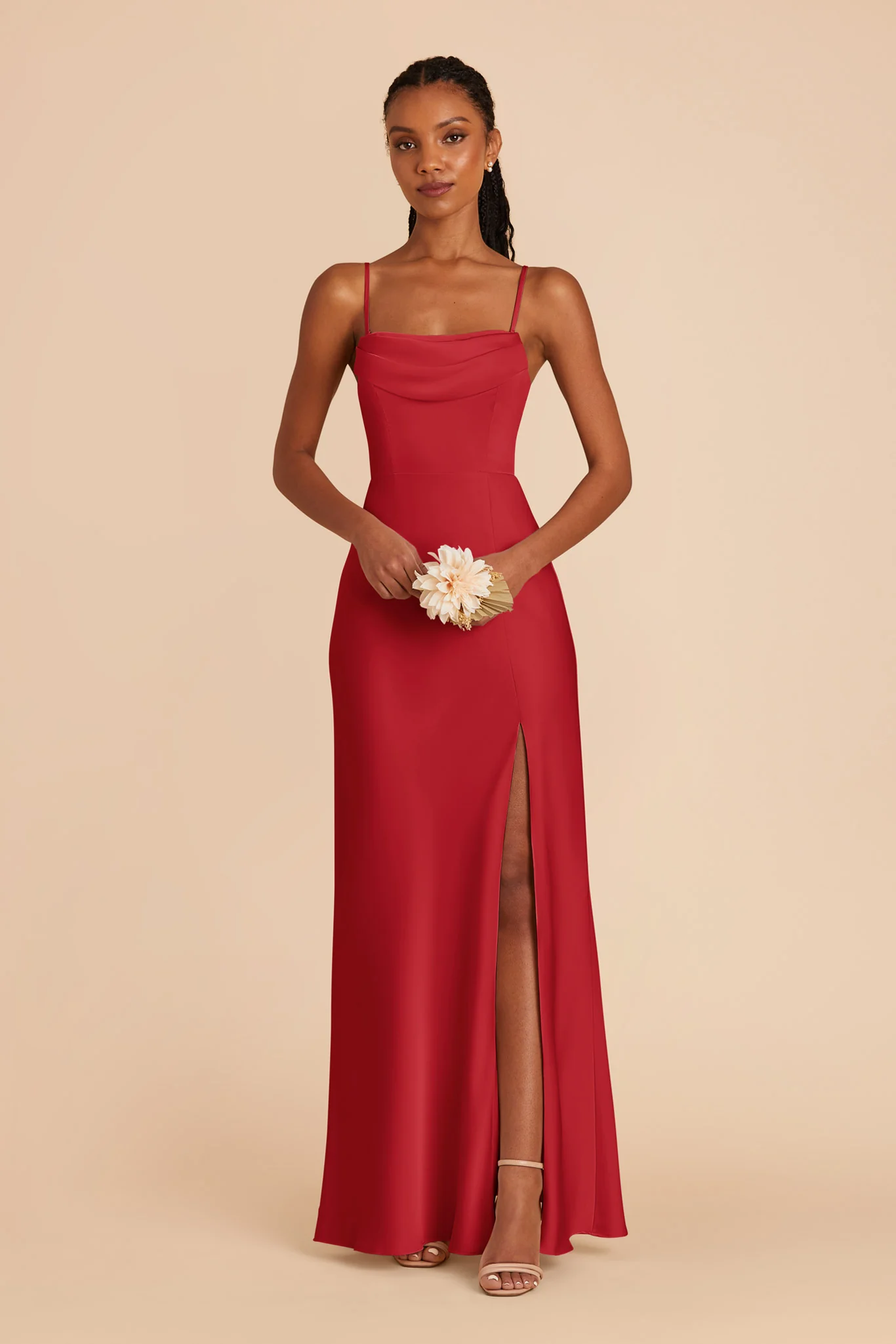 Mia Matte Satin Dress - Ruby Red