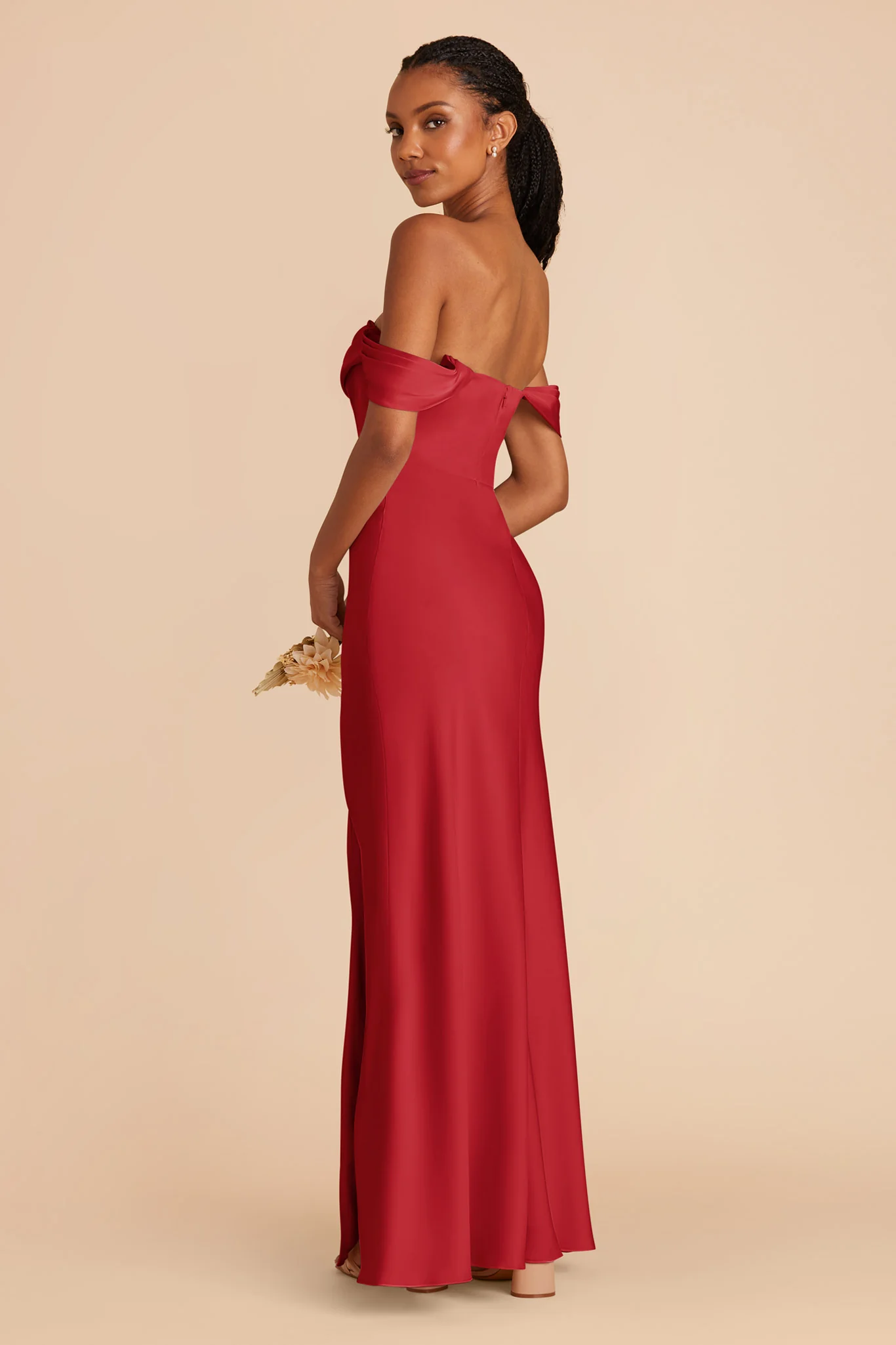 Mia Matte Satin Dress - Ruby Red - Image 10