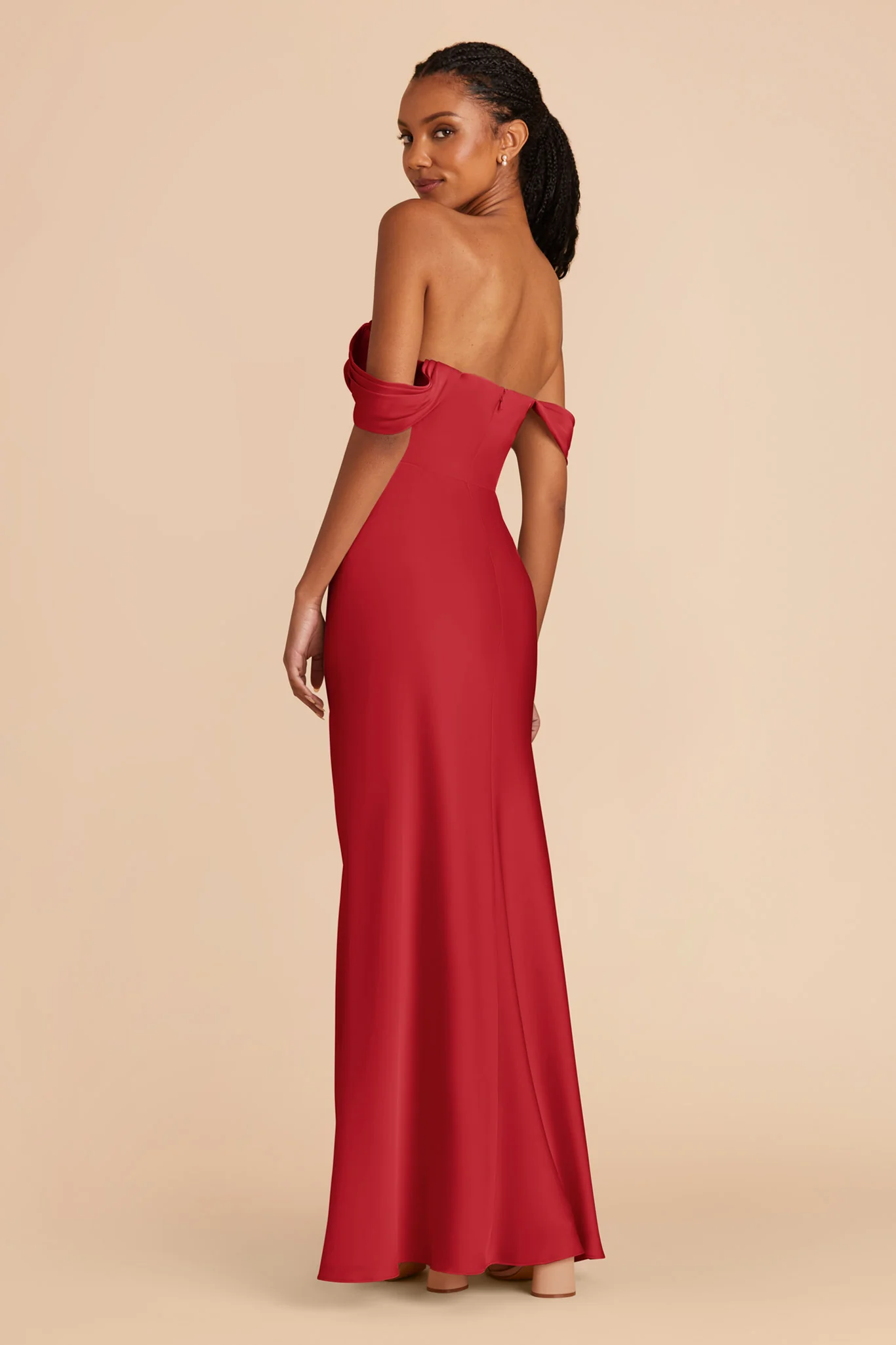 Mia Matte Satin Dress - Ruby Red - Image 11