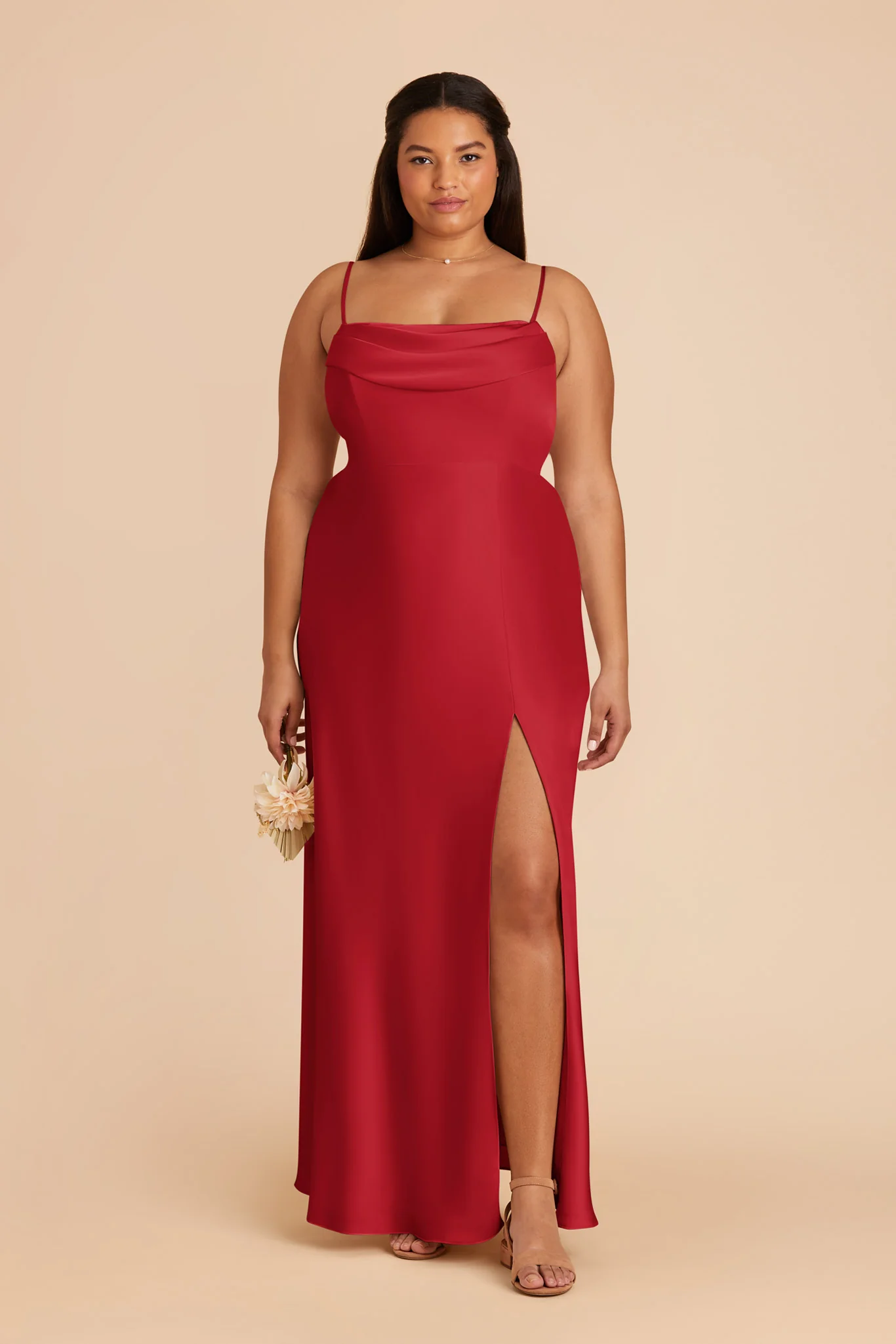 Mia Matte Satin Dress - Ruby Red - Image 12