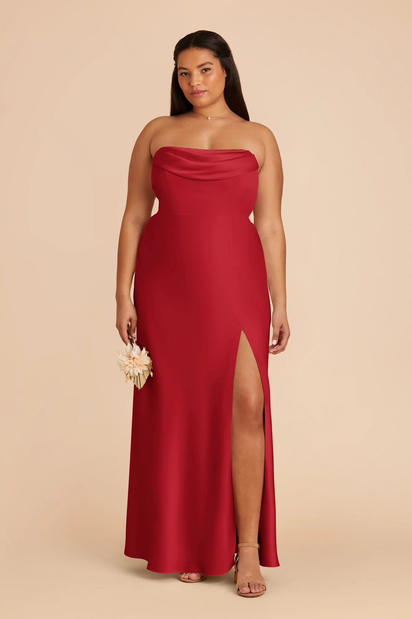 Mia Matte Satin Dress - Ruby Red - Image 13