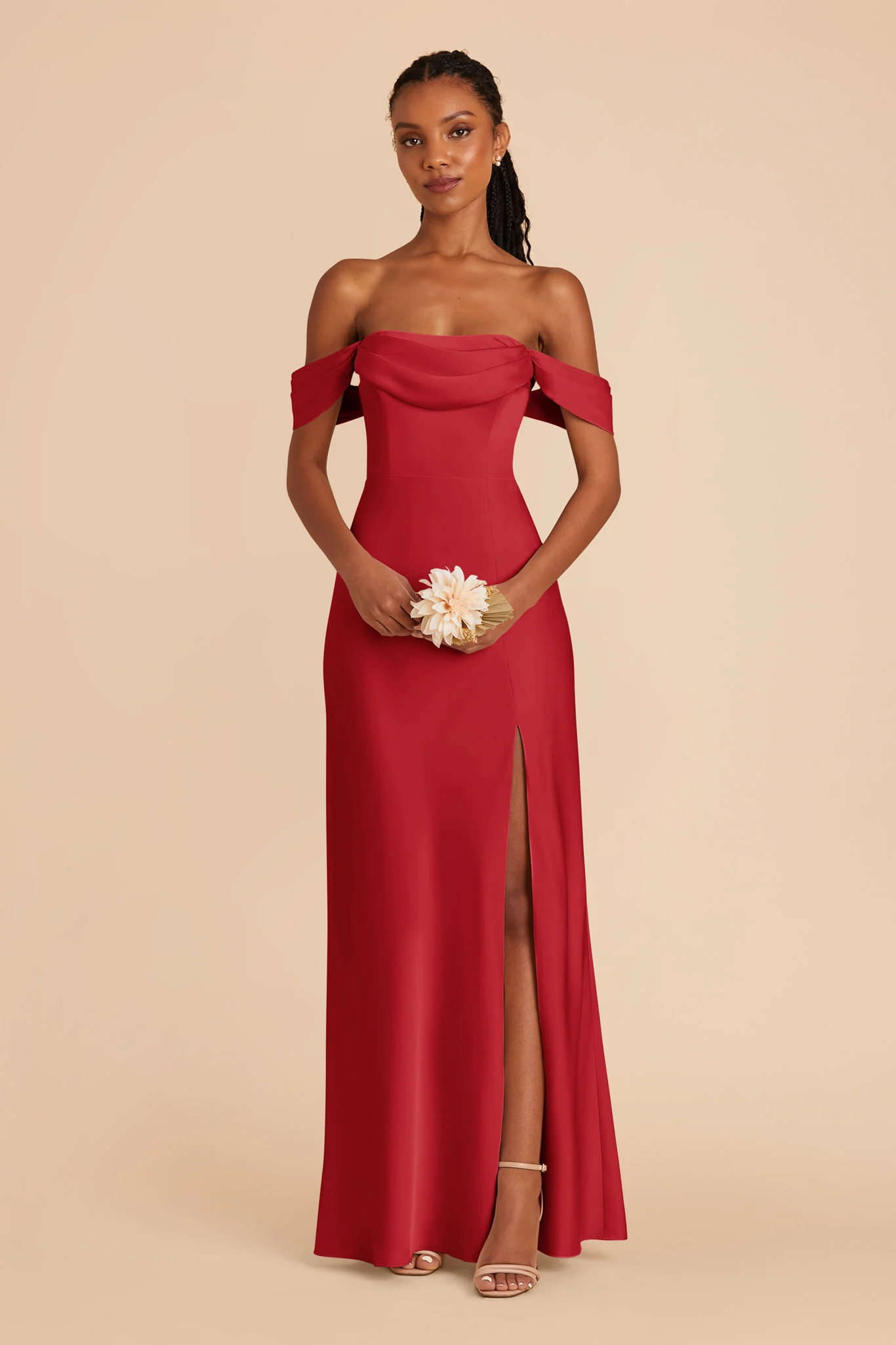 Mia Matte Satin Dress - Ruby Red - Image 3