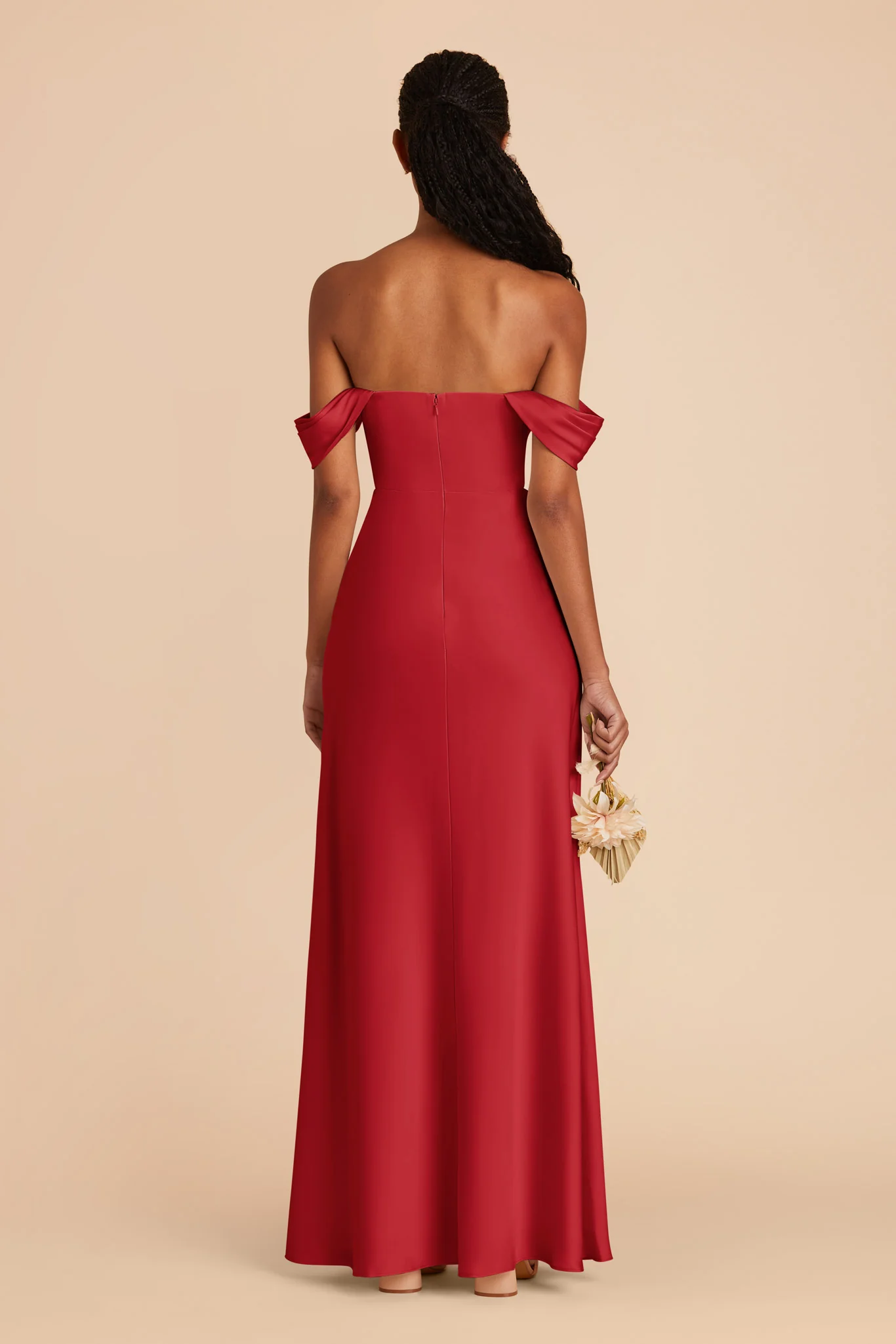 Mia Matte Satin Dress - Ruby Red - Image 4