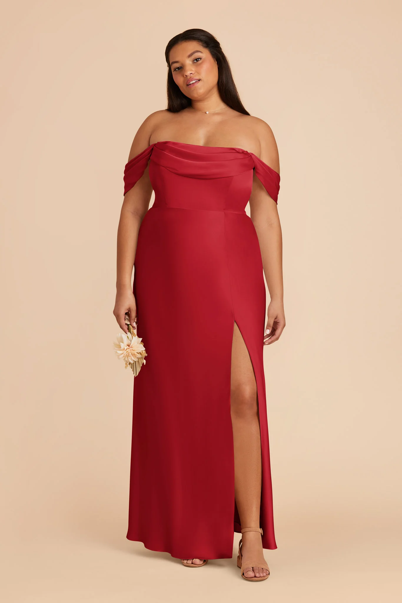 Mia Matte Satin Dress - Ruby Red - Image 5