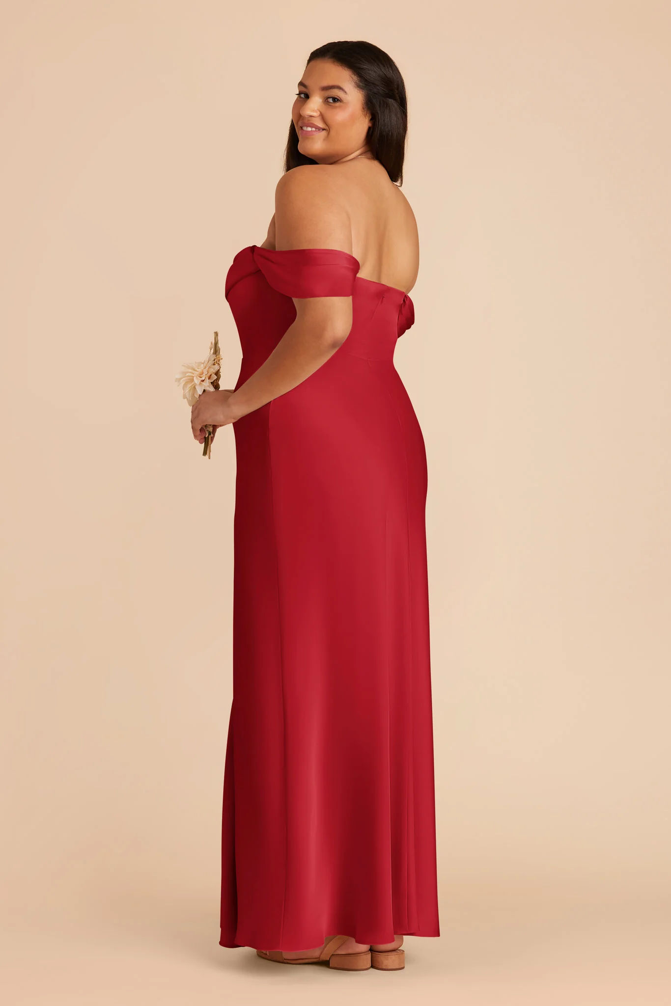 Mia Matte Satin Dress - Ruby Red - Image 6
