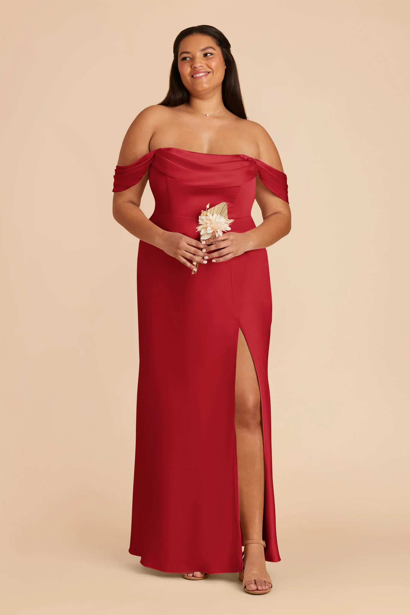 Mia Matte Satin Dress - Ruby Red - Image 7