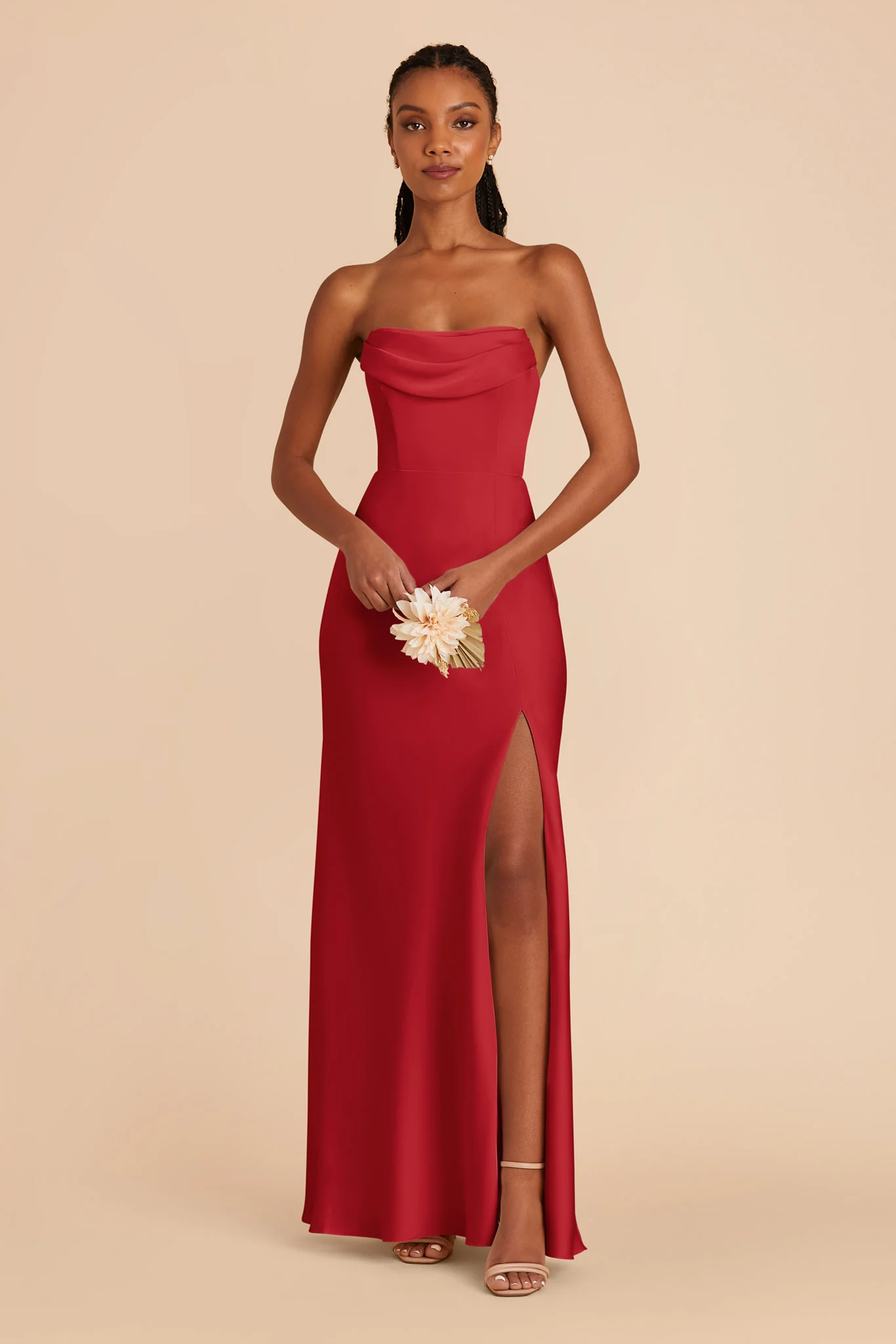 Mia Matte Satin Dress - Ruby Red - Image 9