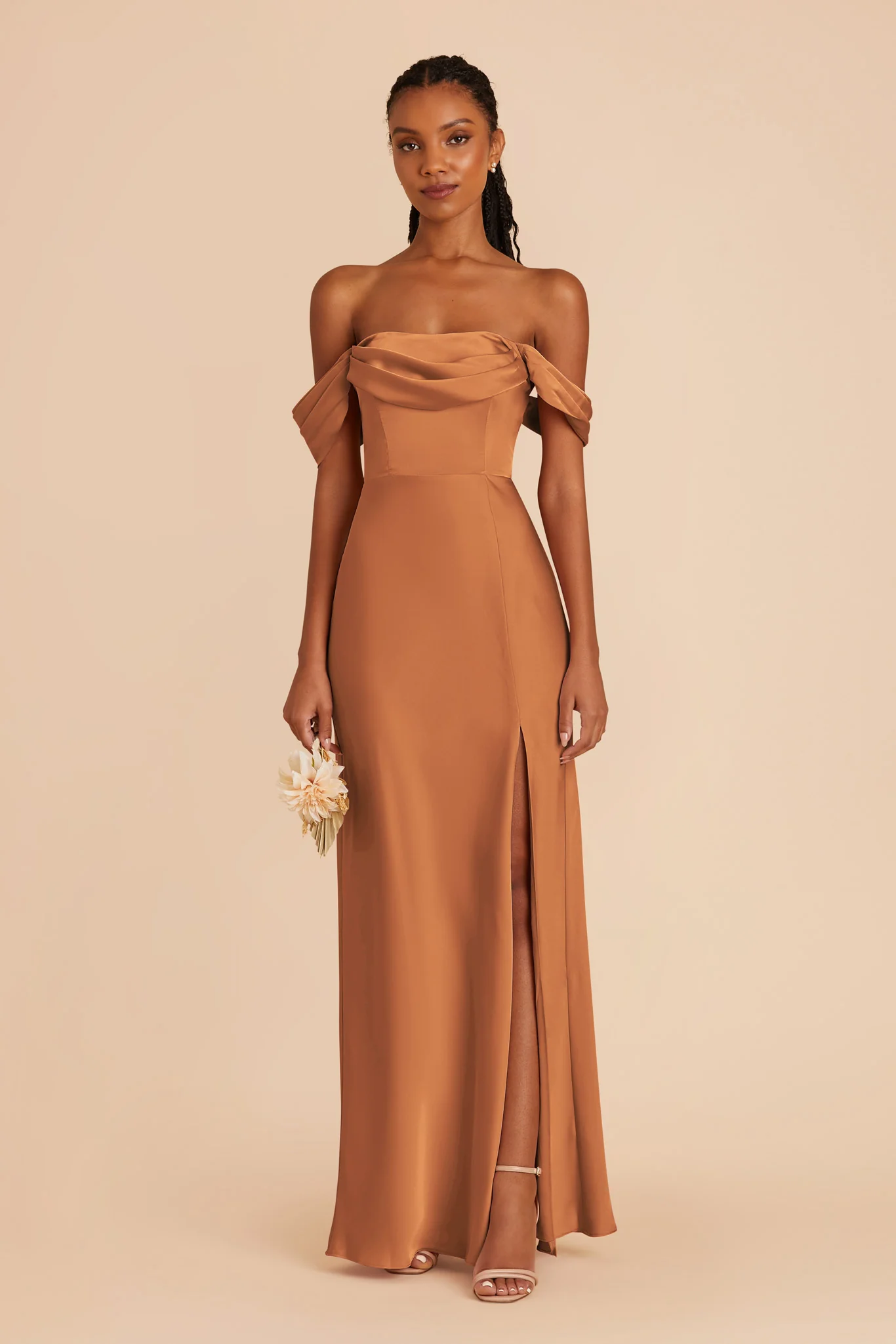 Mia Matte Satin Dress - Rust