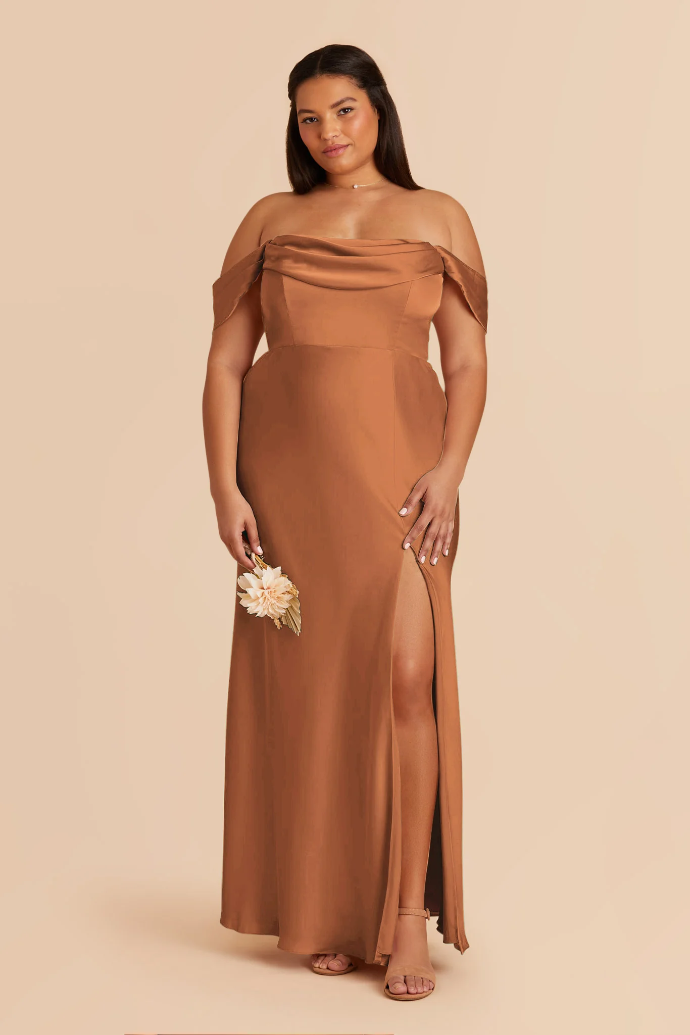 Mia Matte Satin Dress - Rust - Image 2