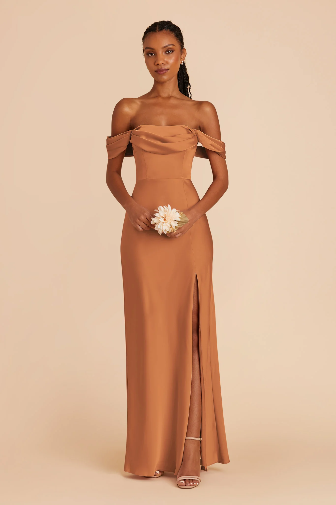 Mia Matte Satin Dress - Rust - Image 3