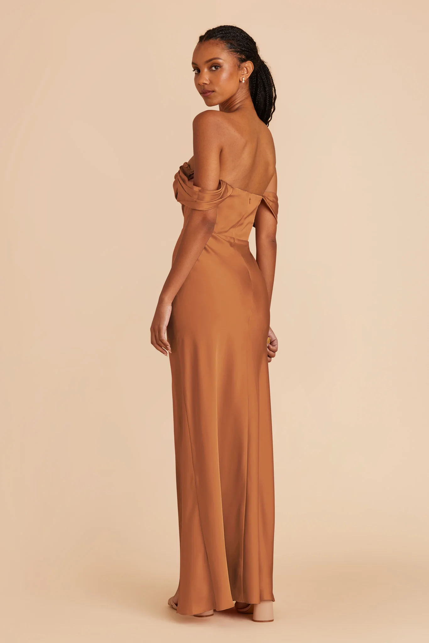Mia Matte Satin Dress - Rust - Image 4
