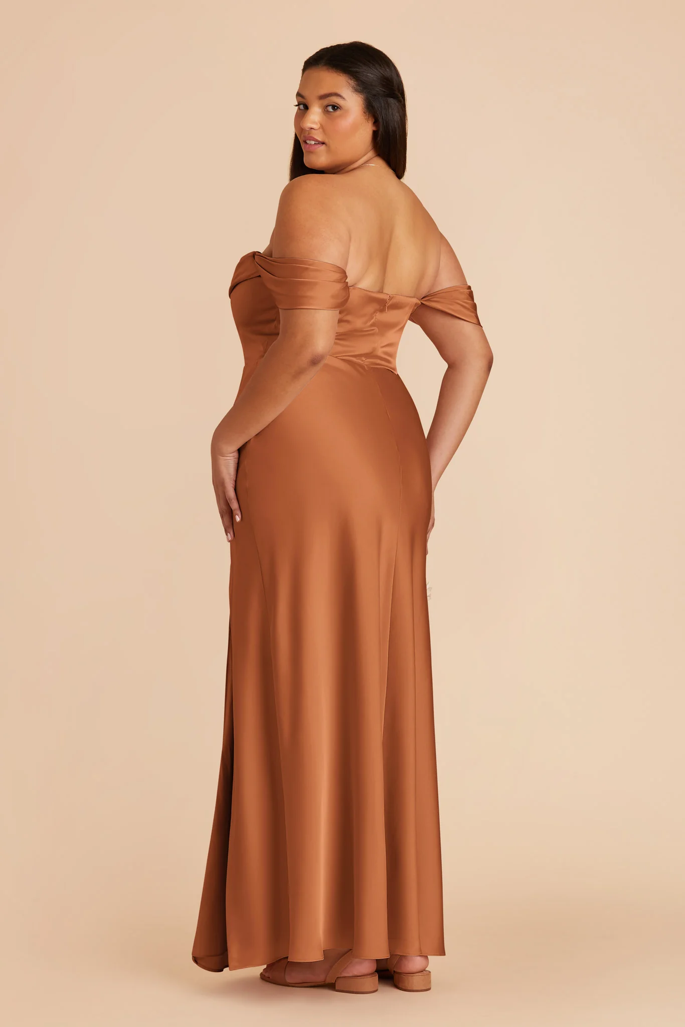 Mia Matte Satin Dress - Rust - Image 5
