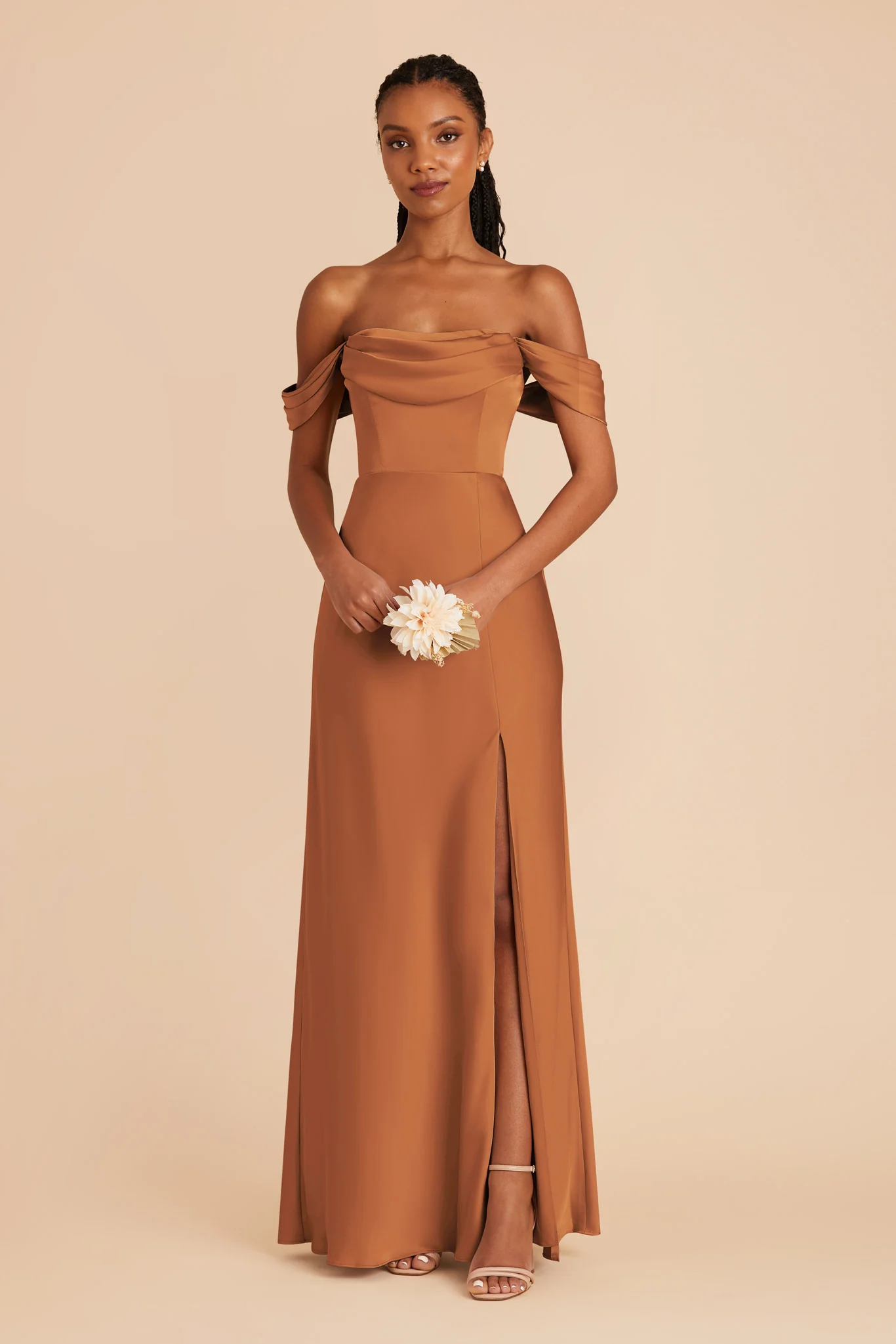 Mia Matte Satin Dress - Rust - Image 6