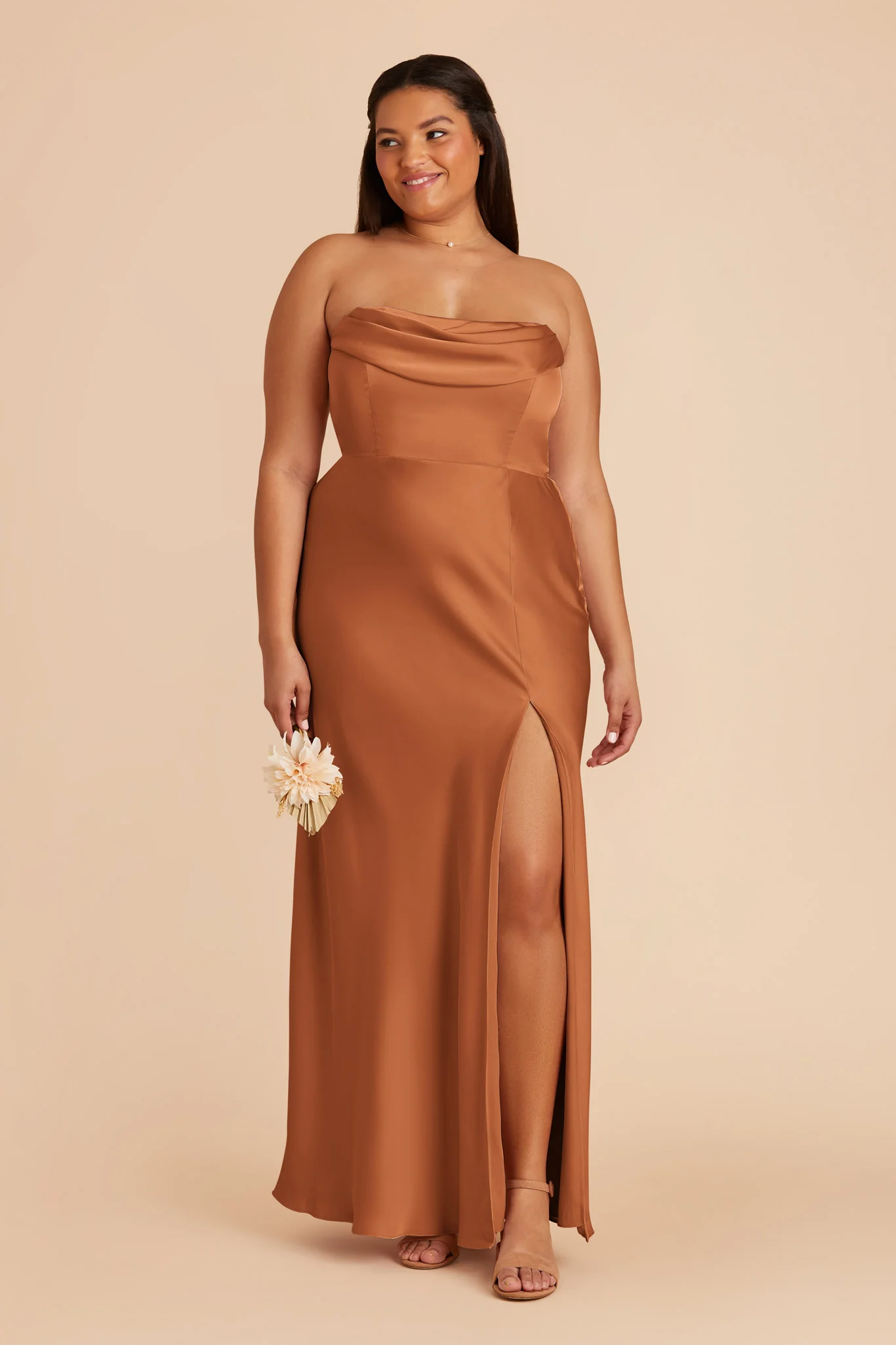 Mia Matte Satin Dress - Rust - Image 7