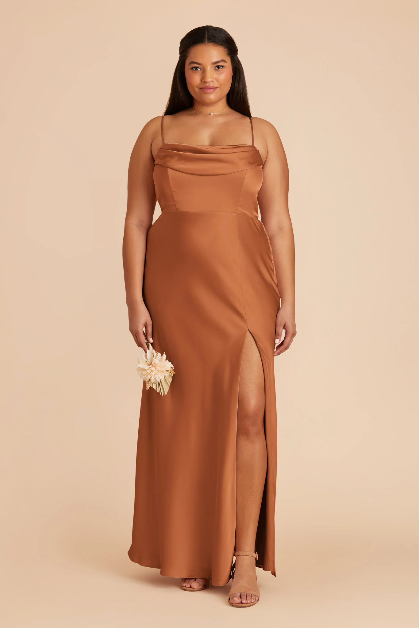 Mia Matte Satin Dress - Rust - Image 8