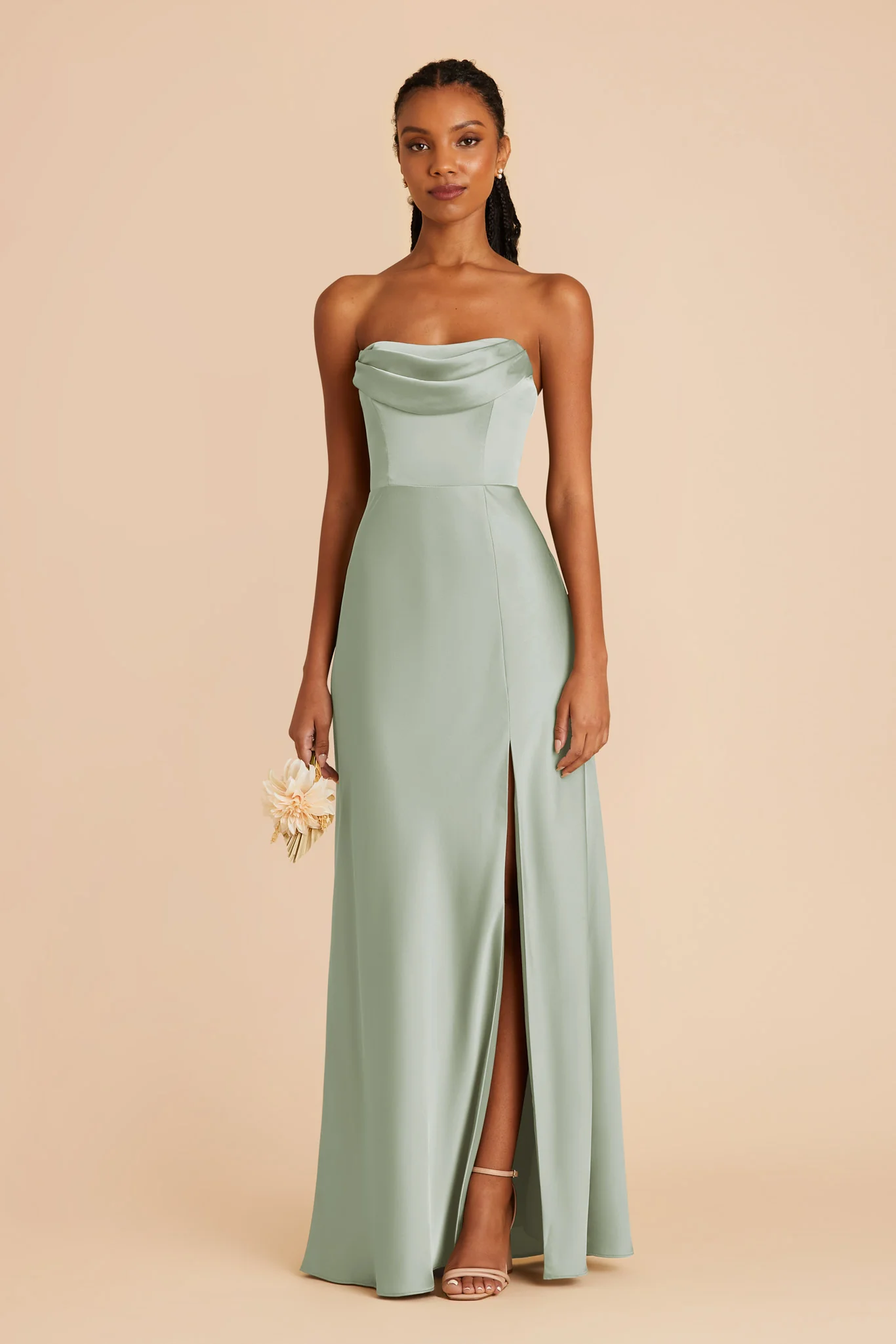 Mia Matte Satin Dress - Sage - Image 4